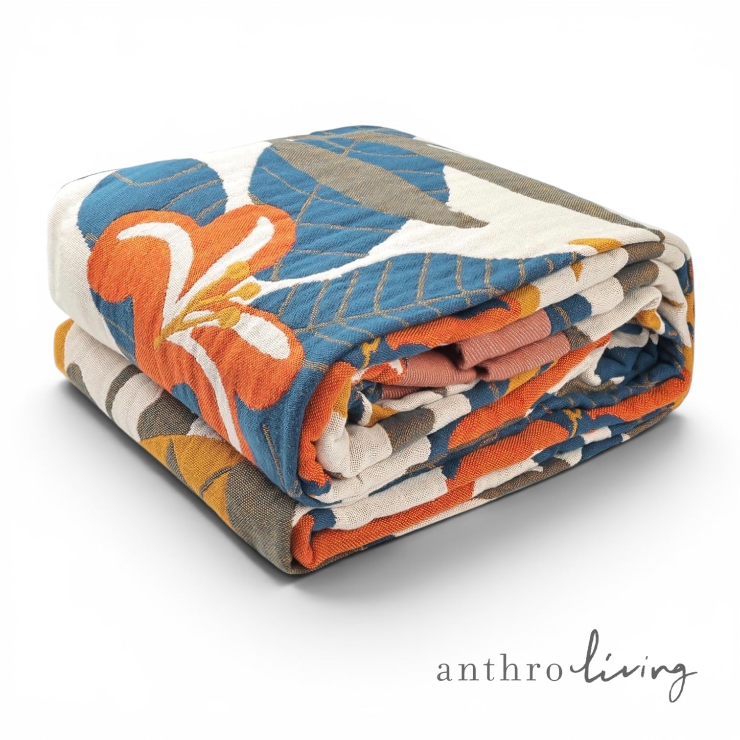 NEW Anthropologie Queen Boho Floral Reversible Blanket Bedspread Quilt 98" x 92"