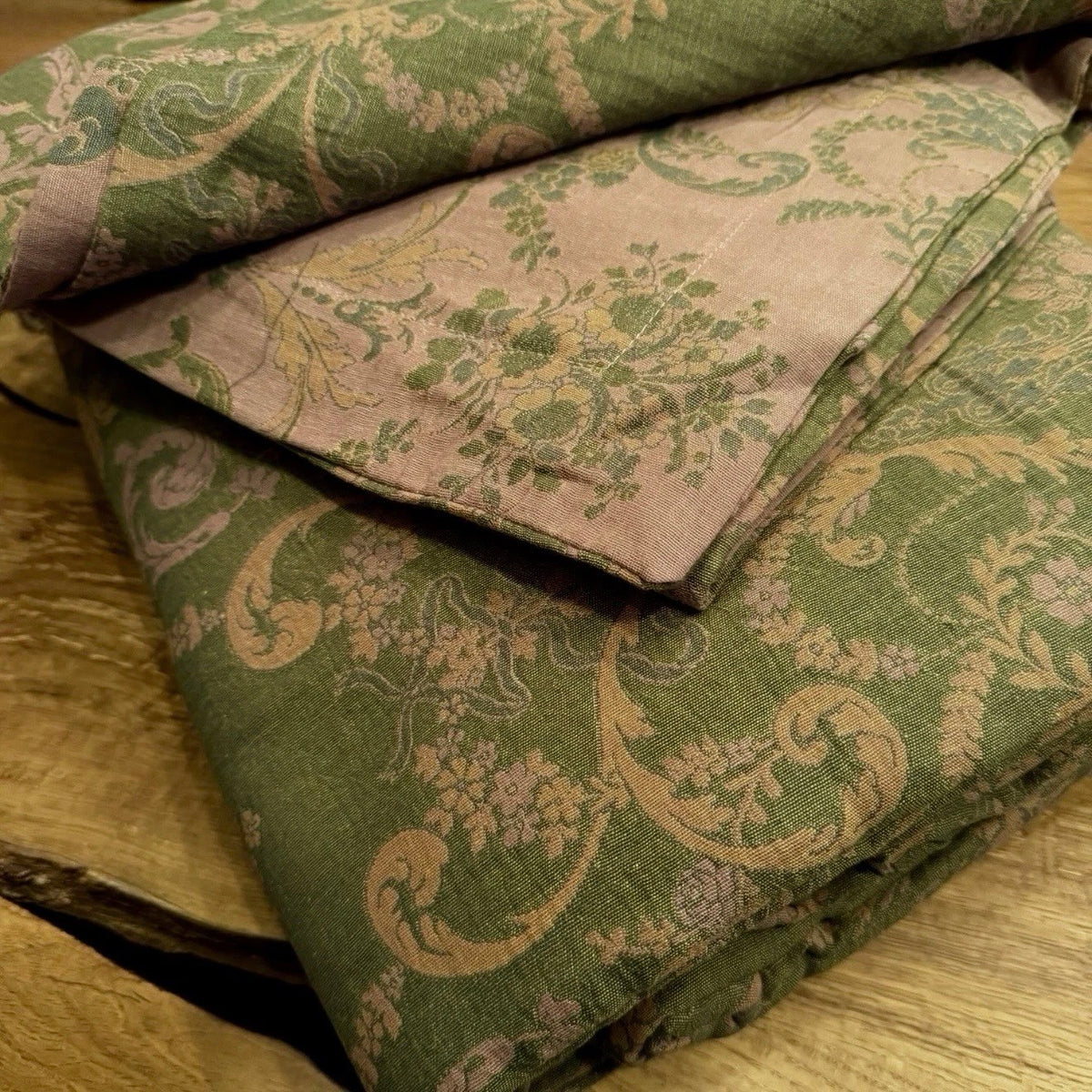 NEW Anthropologie Green Cotton Reversible Queen / King Bedding Duvet & Sham Set