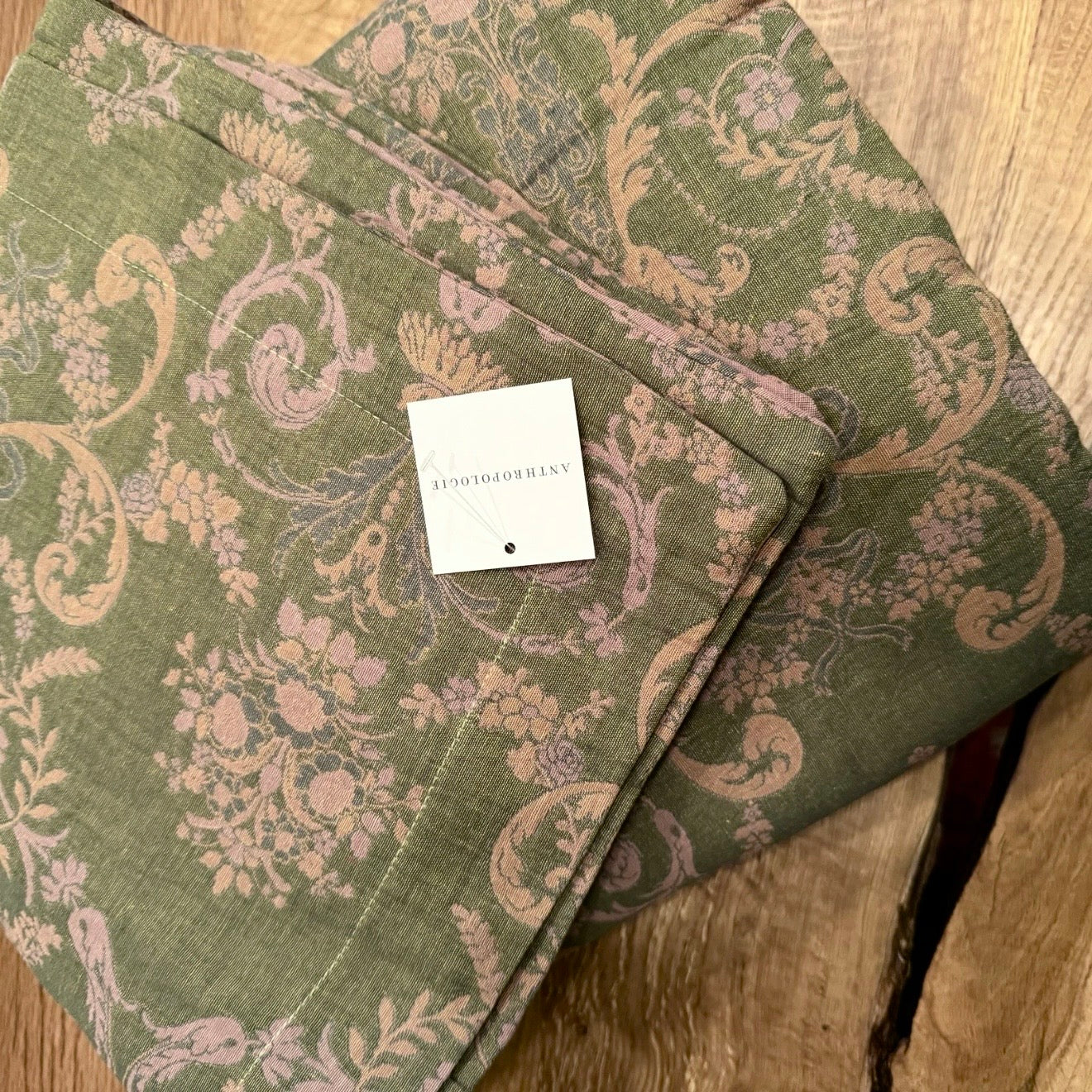 NEW Anthropologie Green Cotton Reversible Queen / King Bedding Duvet & Sham Set