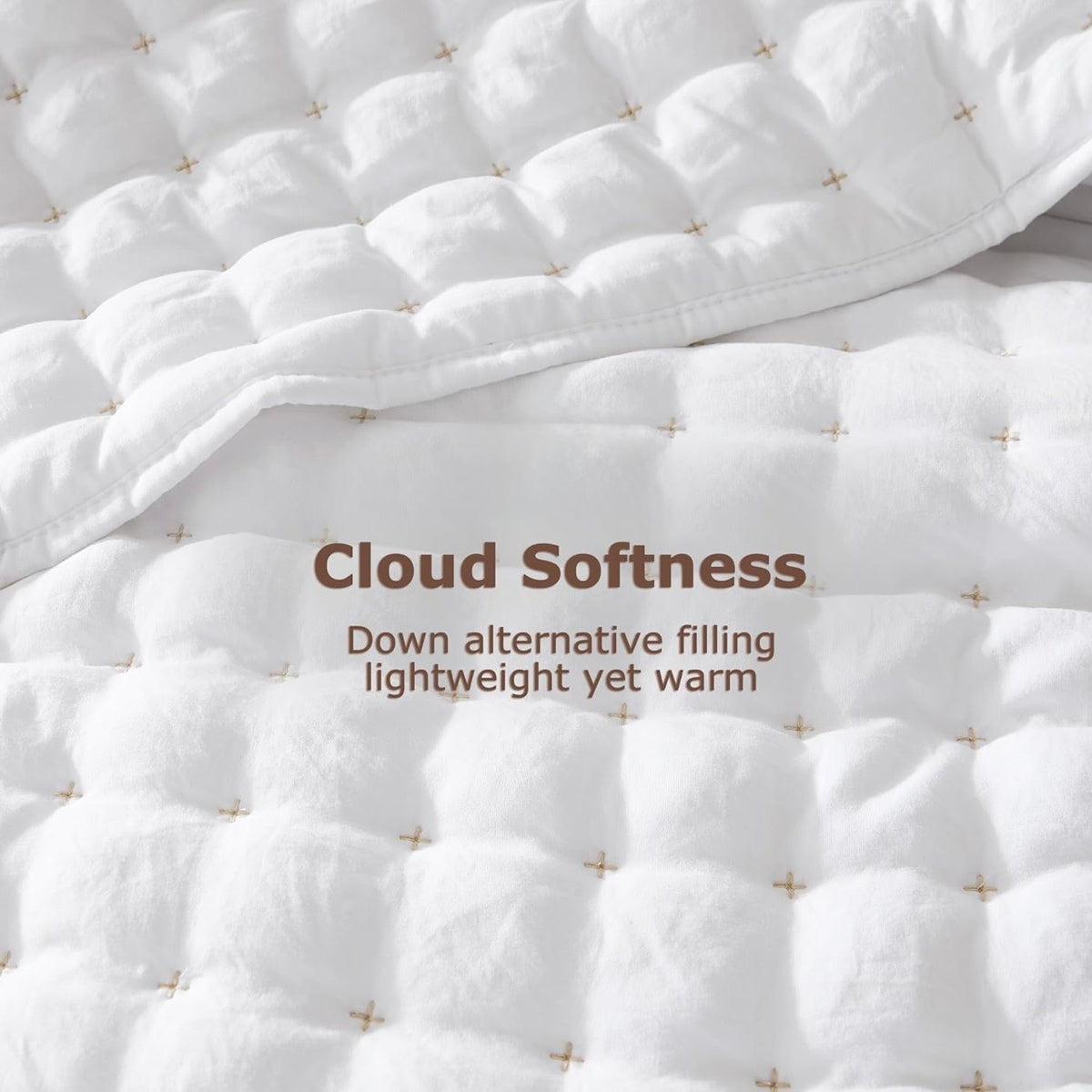 NEW West Elm White Ultra Soft Stitch Quilted Comforter Coverlet Bedding Sham Set