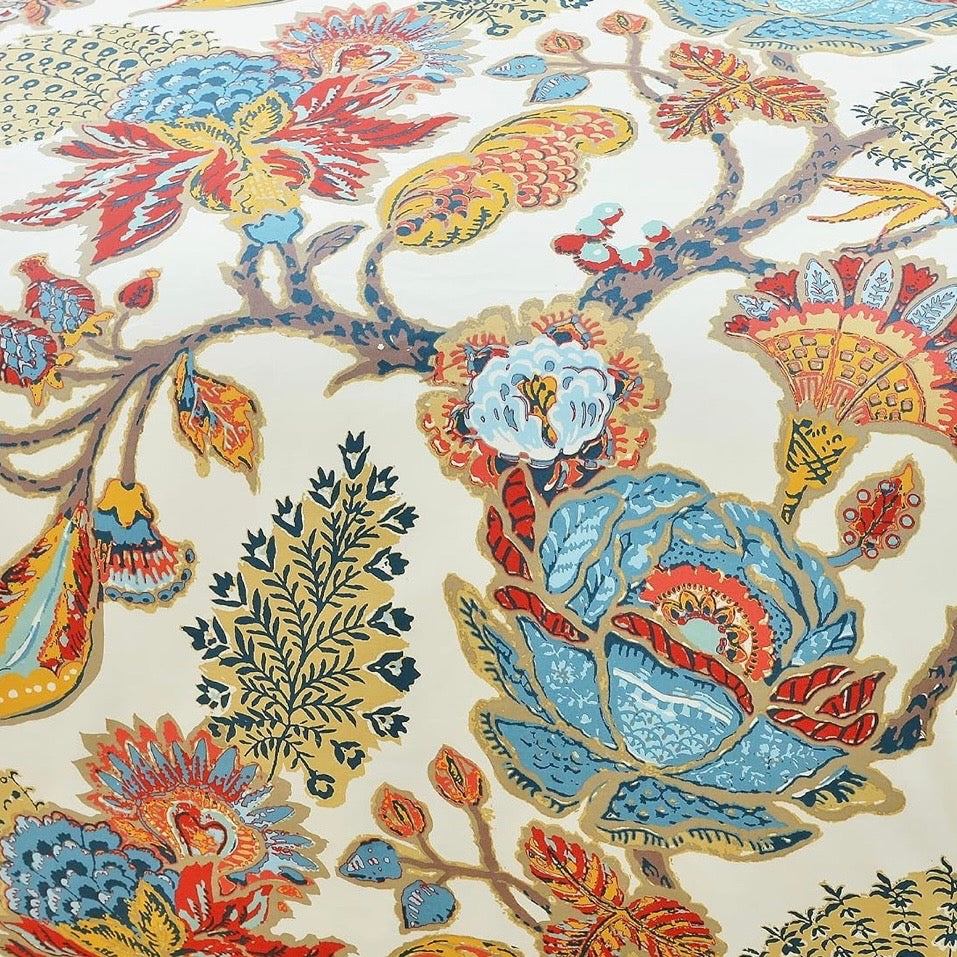 NEW Anthropologie Cream Boho King Size Floral Bedding Duvet Sheet Sham Set