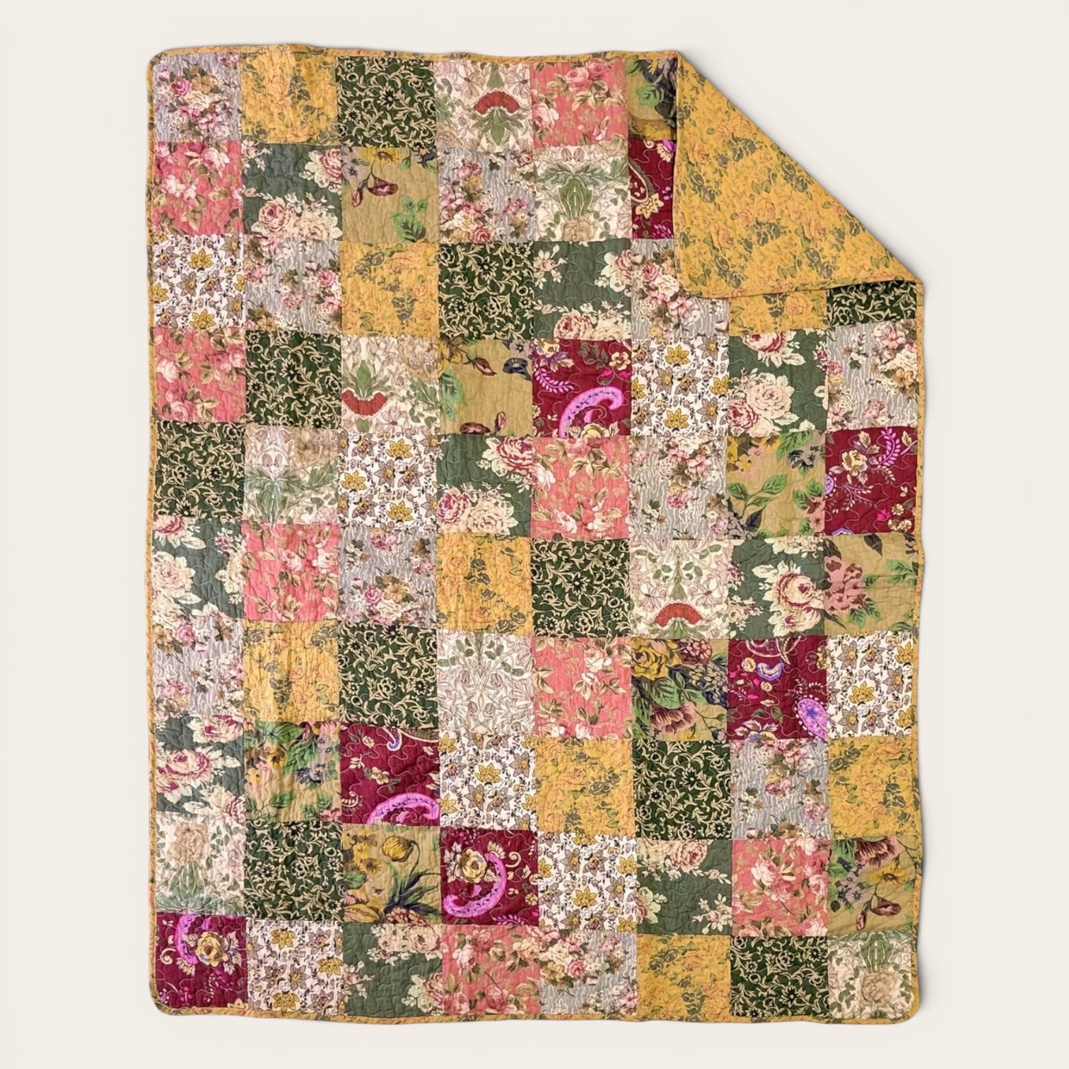 NEW Anthropologie Boho Floral Throw Blanket Bedspread Quilt Bedding - 50" x 60"