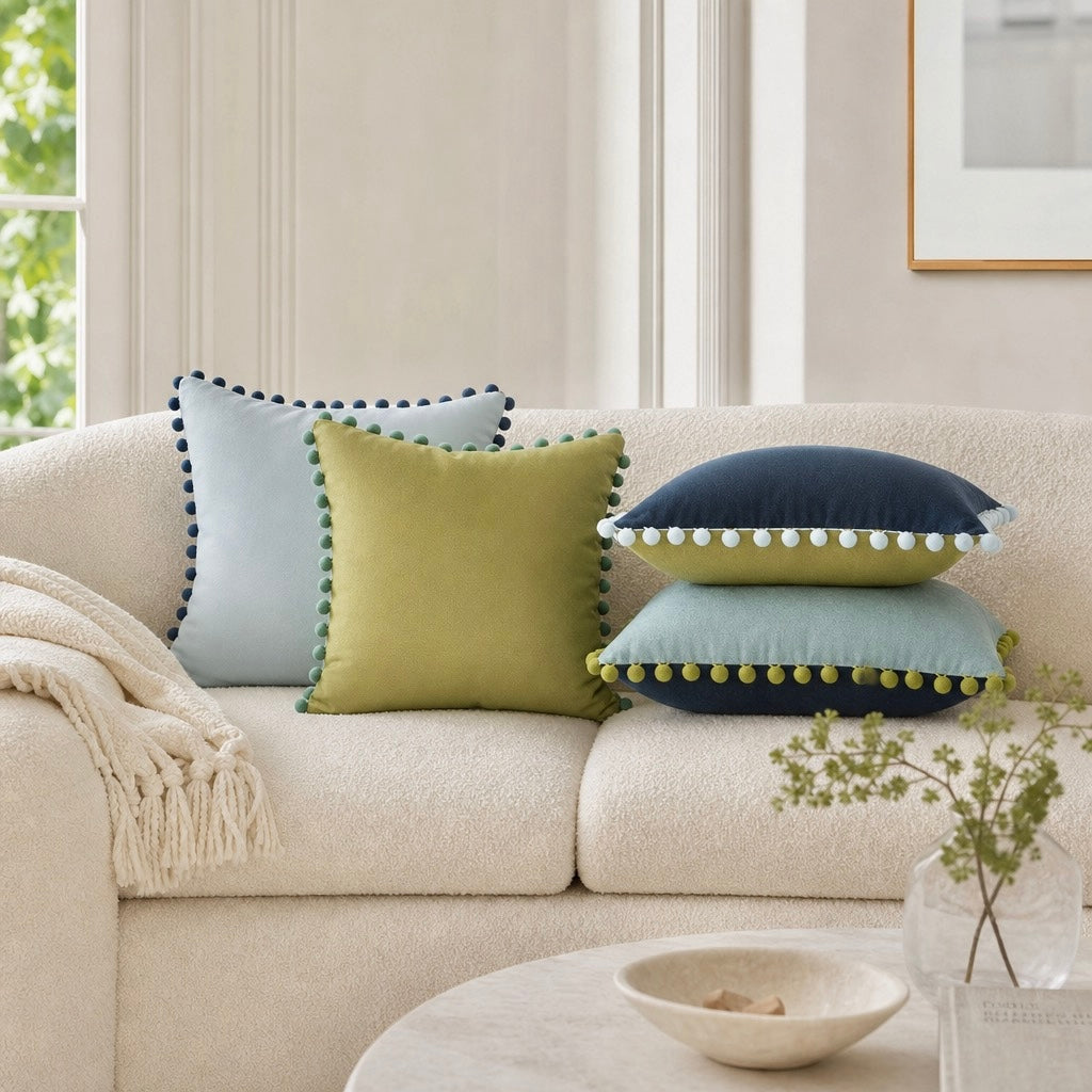 NEW Anthropologie (Set 4) Boho Velvet Throw Pillow Covers Cases Shams 18" x 18"