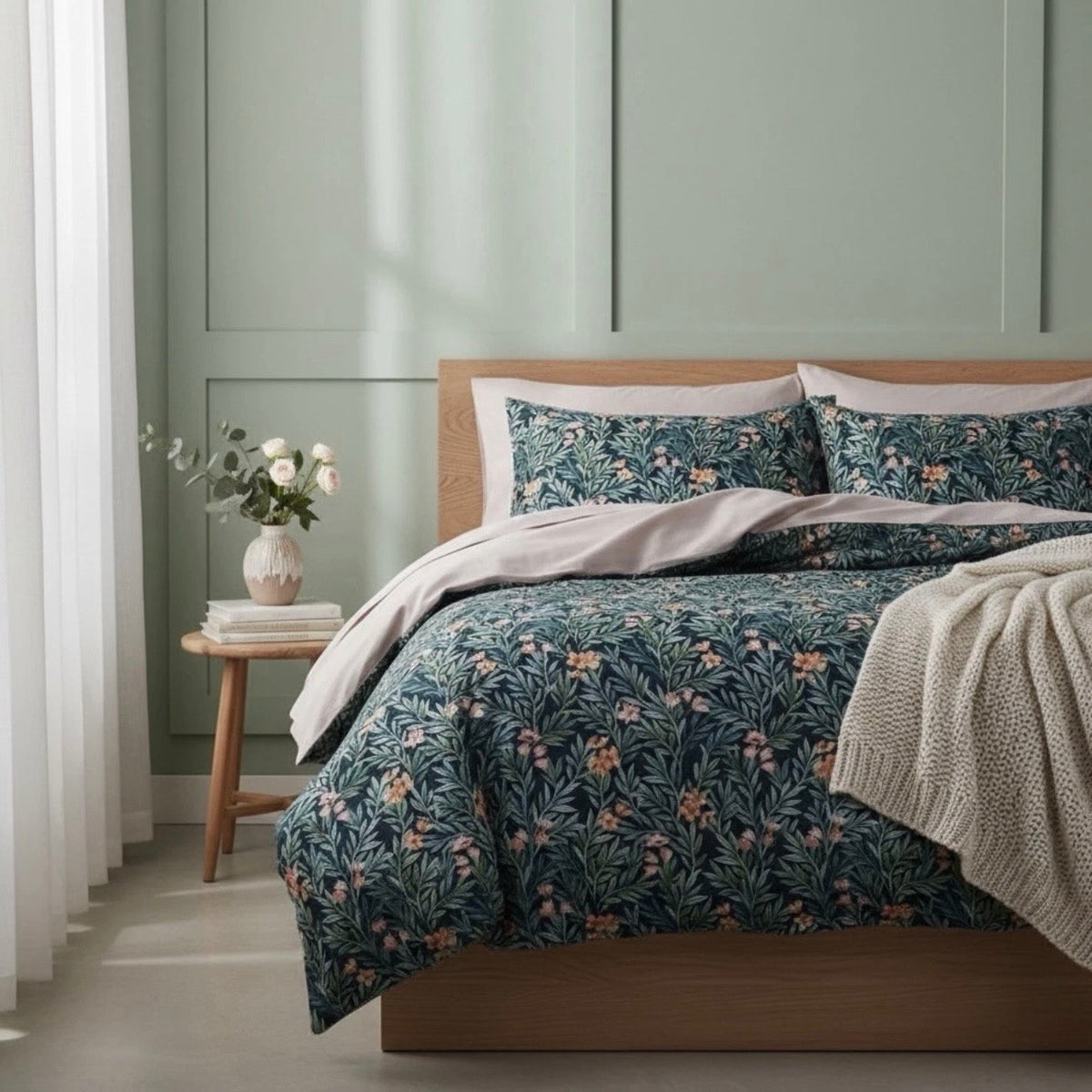 NEW Anthro Blue Paisley Boho Duvet & Floral Sham Case Set & Matching Sheet Set