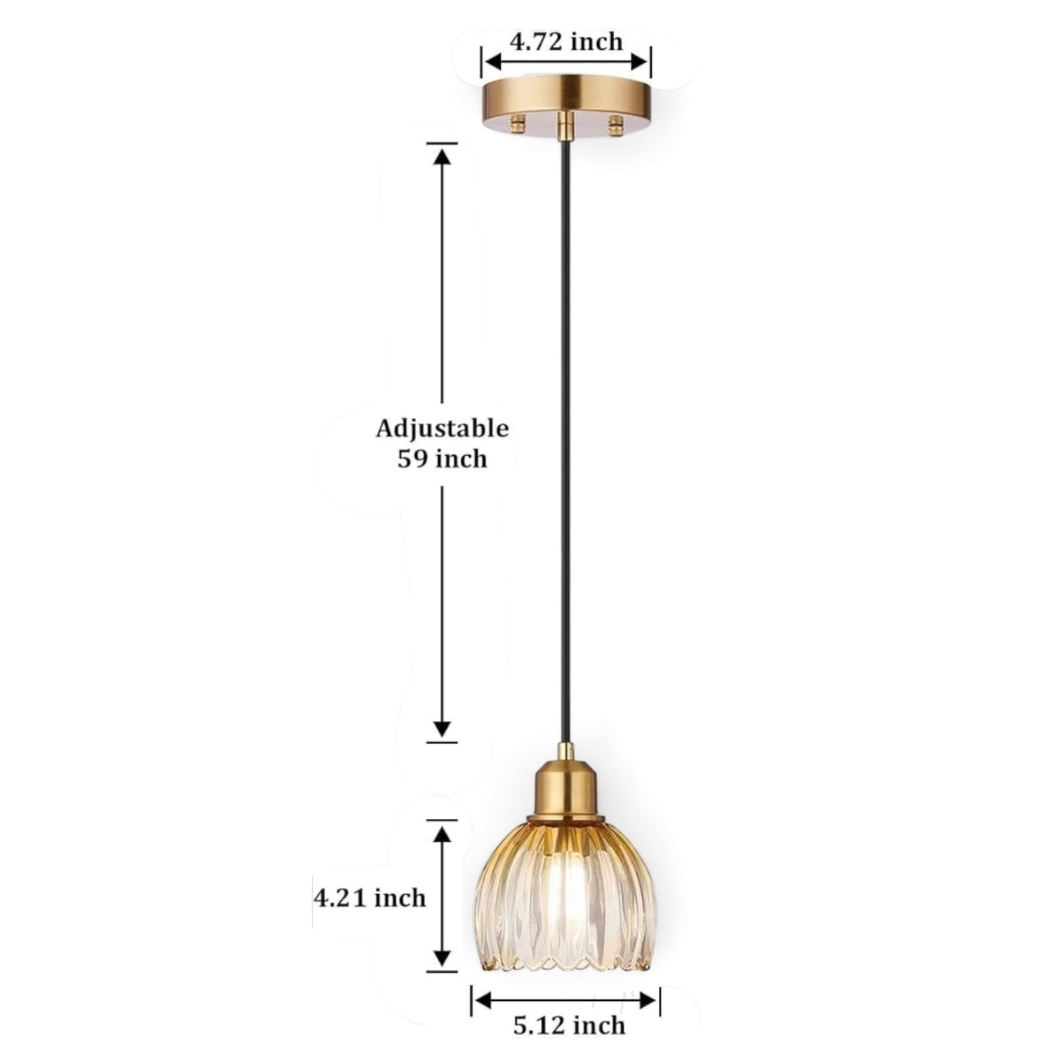 NEW West Elm Vintage Retro Amber Gold Glass Tulip Hanging Pendant Light Fixture