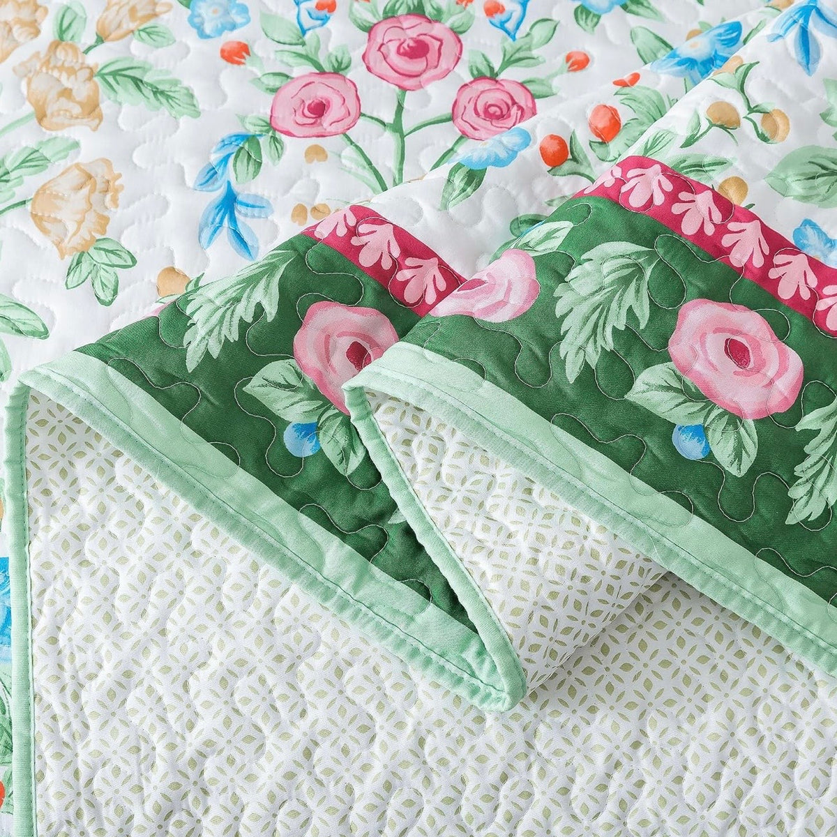 NEW Anthropologie Vintage Floral Queen / King Quilt Bedspread Bedding & Sham Set