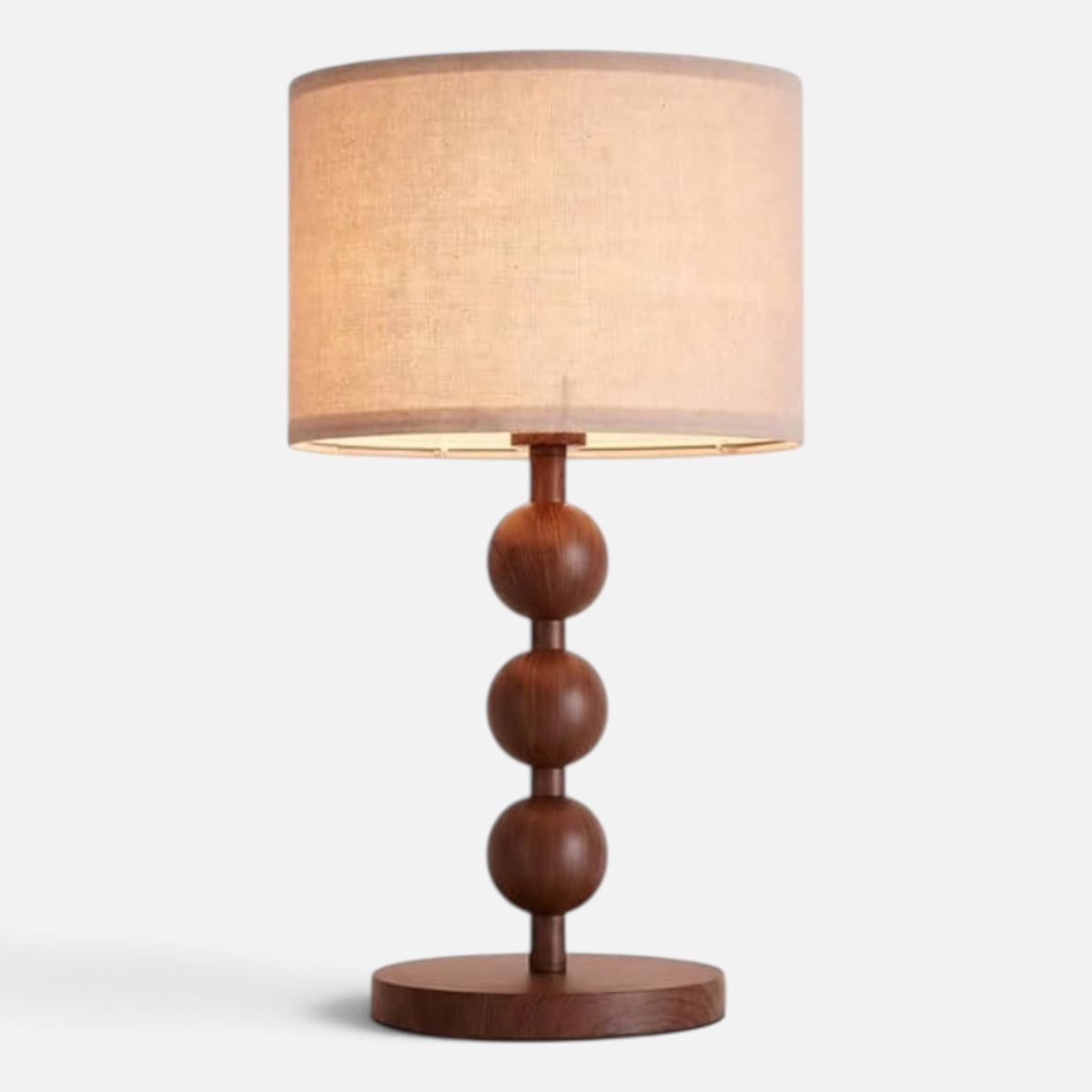 NEW Anthropologie Set of 2 Vintage Wood Ball Retro Boho Table Lamps Lighting 20"