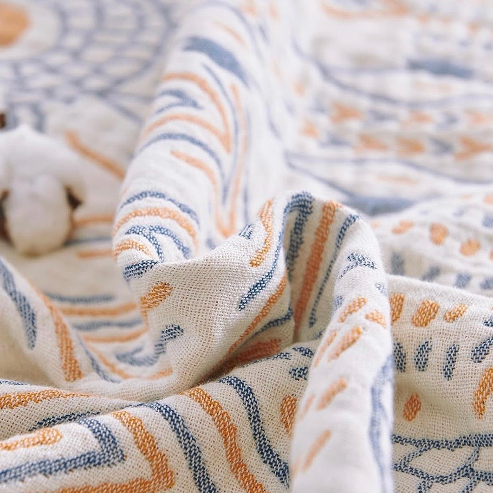 New Anthropologie Boho Knit Geometric Throw Blanket Bedspread Quilt - 102" x 60"