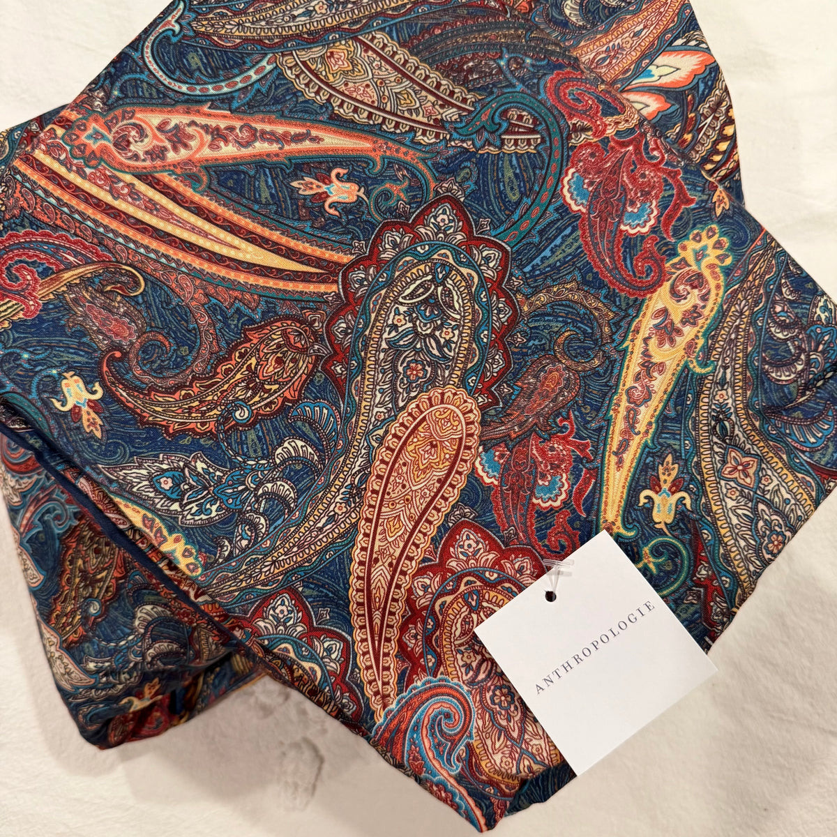 NEW Anthropologie Navy Blue Paisley Boho Queen / King Bedding Duvet & Sham Set