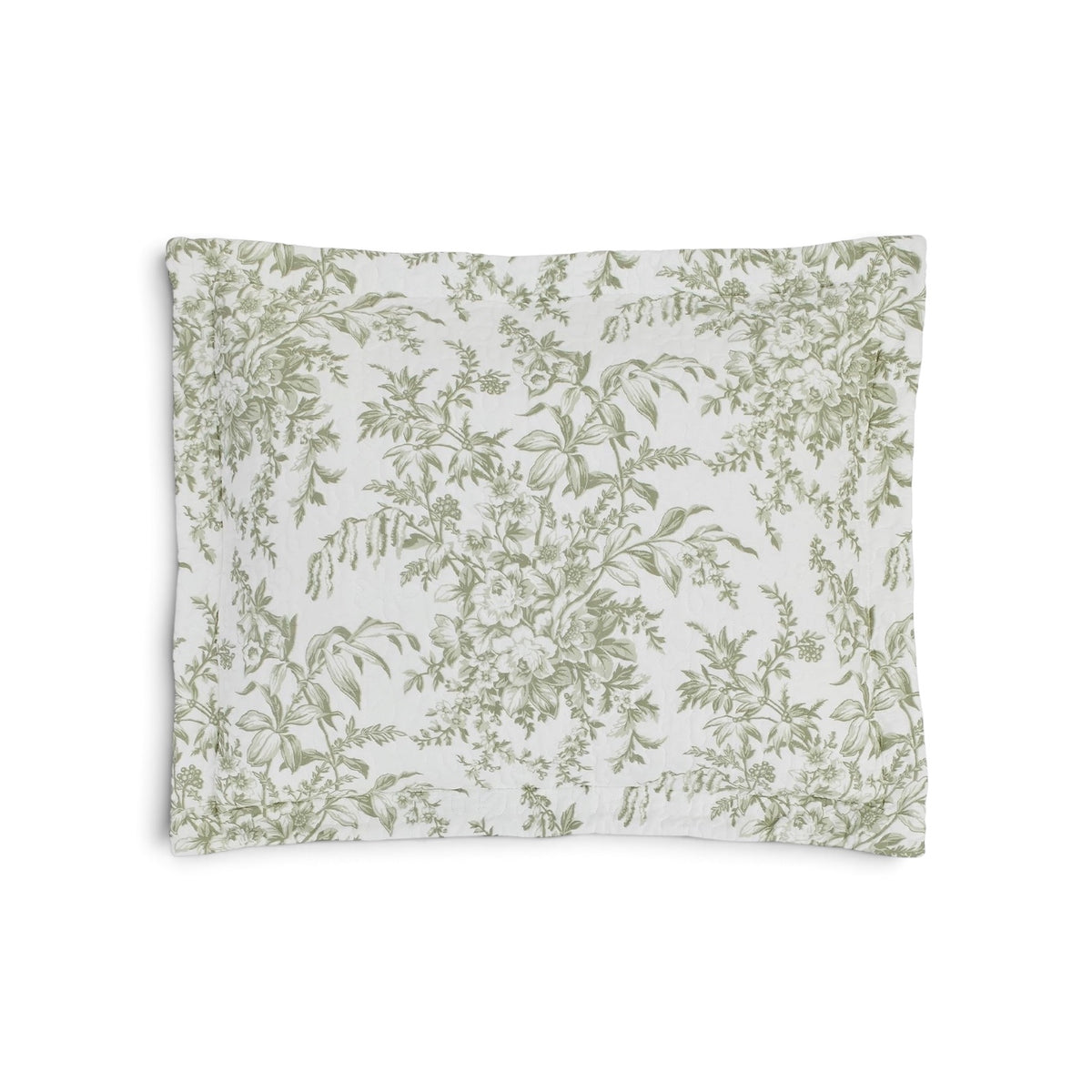 NEW West Elm Green White Floral Vintage Cotton Queen King Bedding Quilt Sham Set