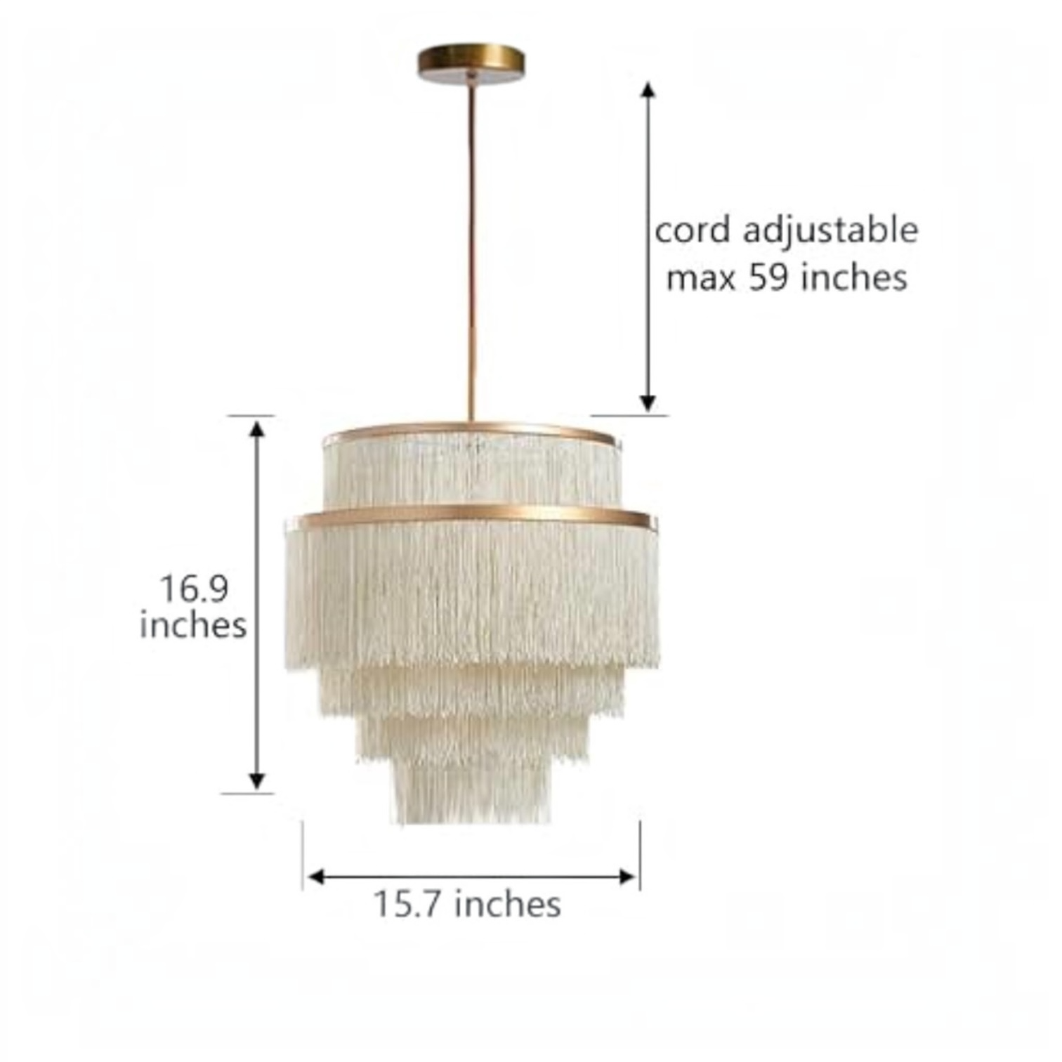 NEW Anthropologie Chandelier Mid-Century Boho Fringe Gold Ceiling Light Fixture