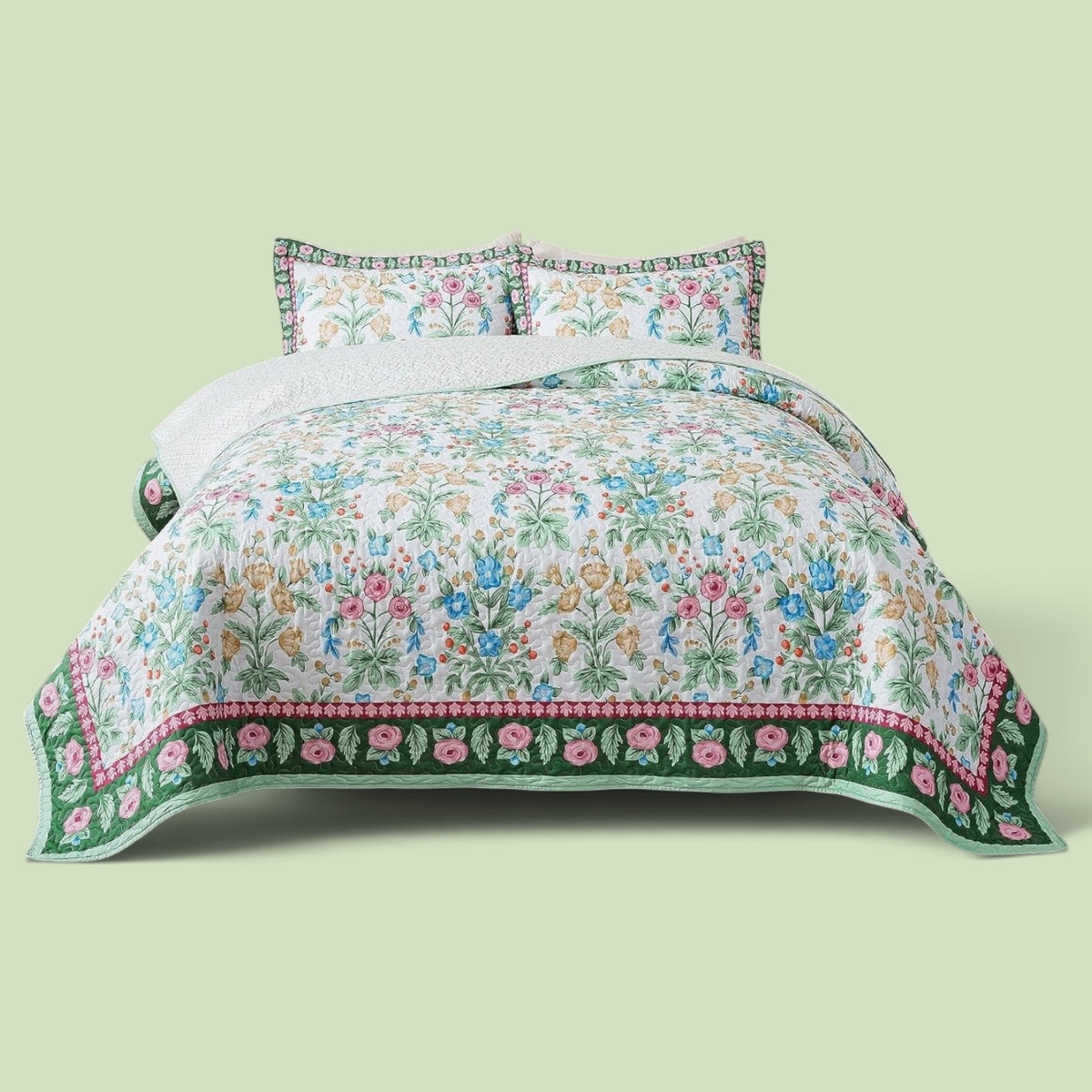 NEW Anthropologie Vintage Floral Queen / King Quilt Bedspread Bedding & Sham Set