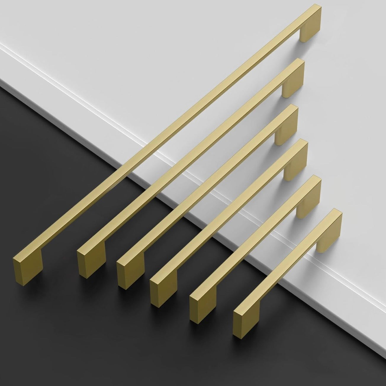 NEW West Elm (Set 6) Gold Thin Profile Cabinet Pulls - 6.3"
