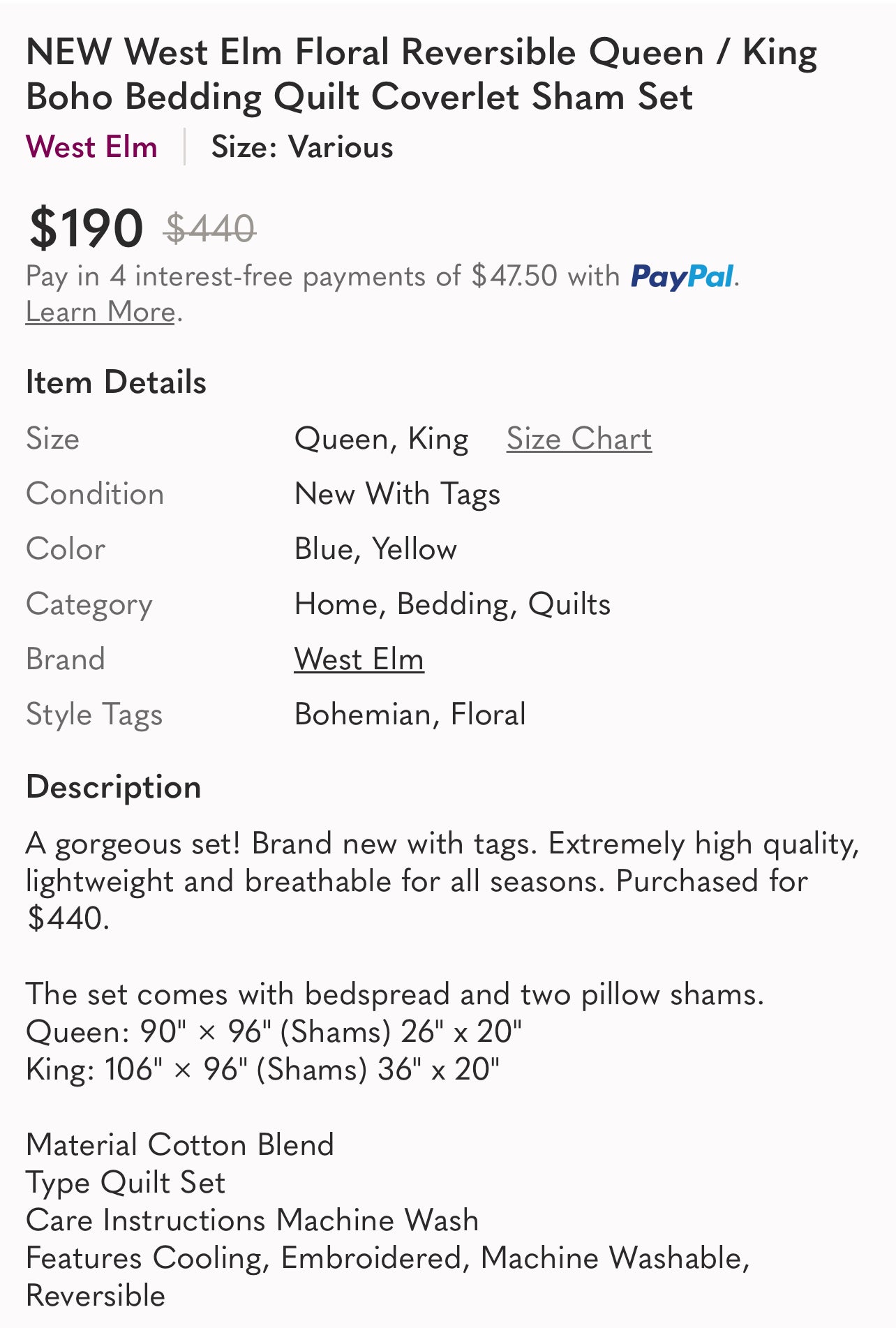 Custom Listing | Bedding Sets for Lindsey