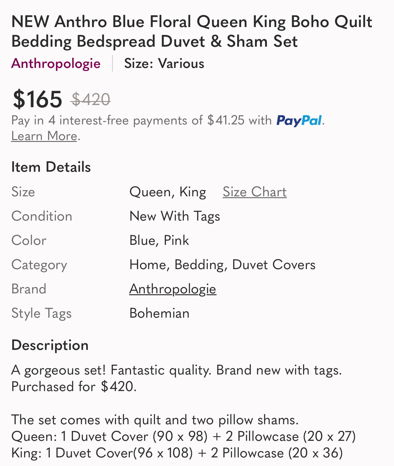 Custom Listing | Bedding Sets for Lindsey