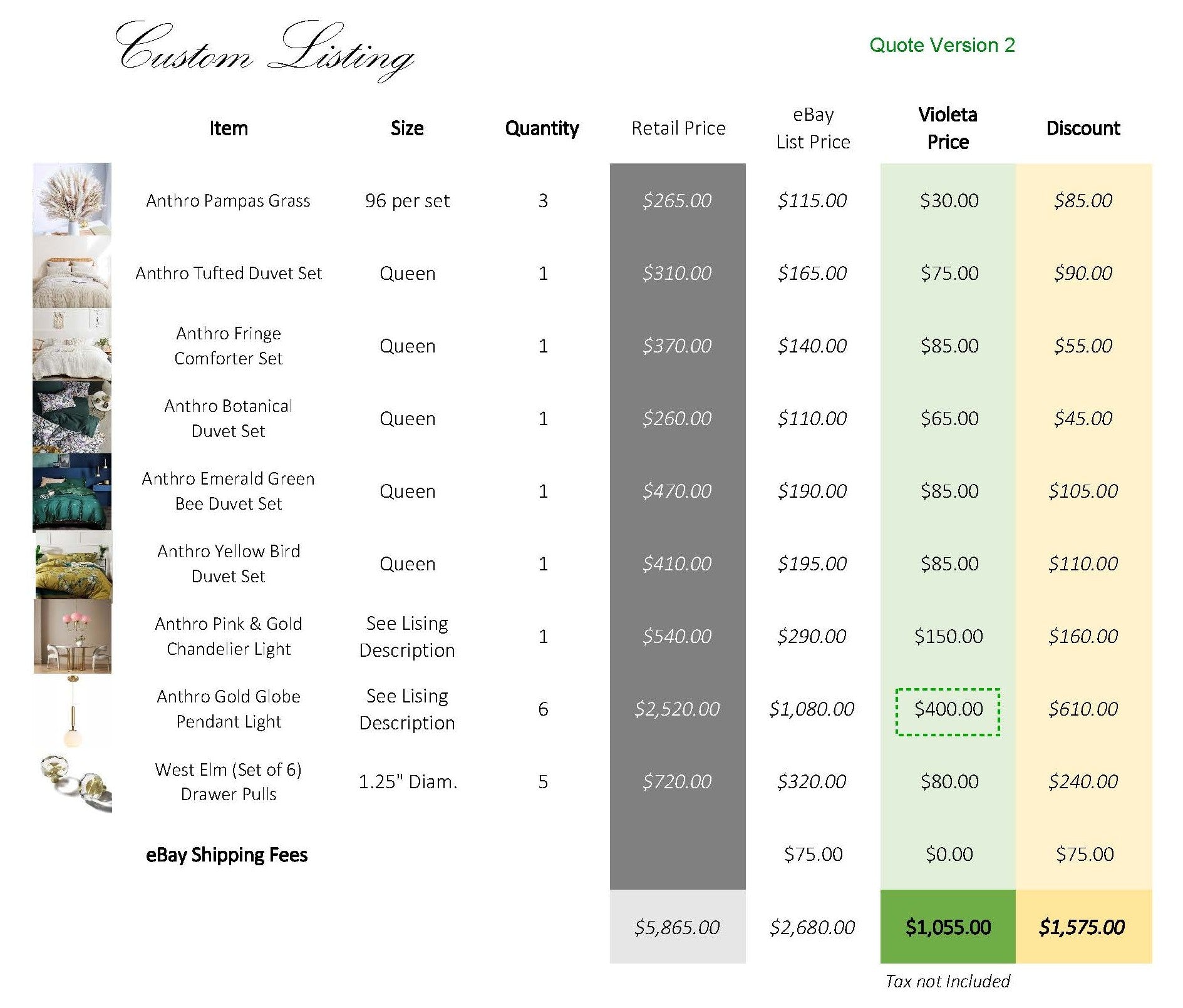 Custom Listing - Violeta Version 2