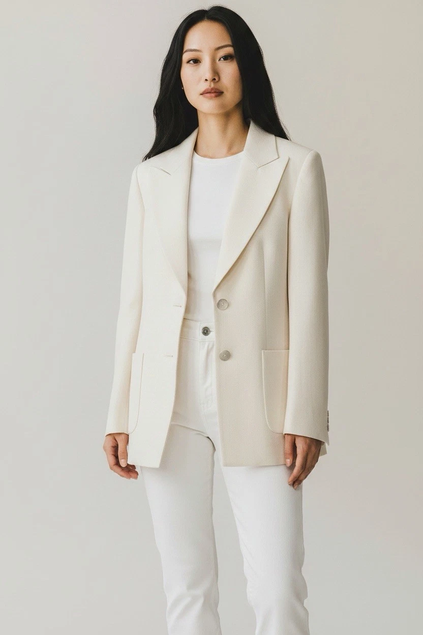 Vintage Max Mara Women's White Cream Blazer Suit Jacket Coat - Size Large / 12