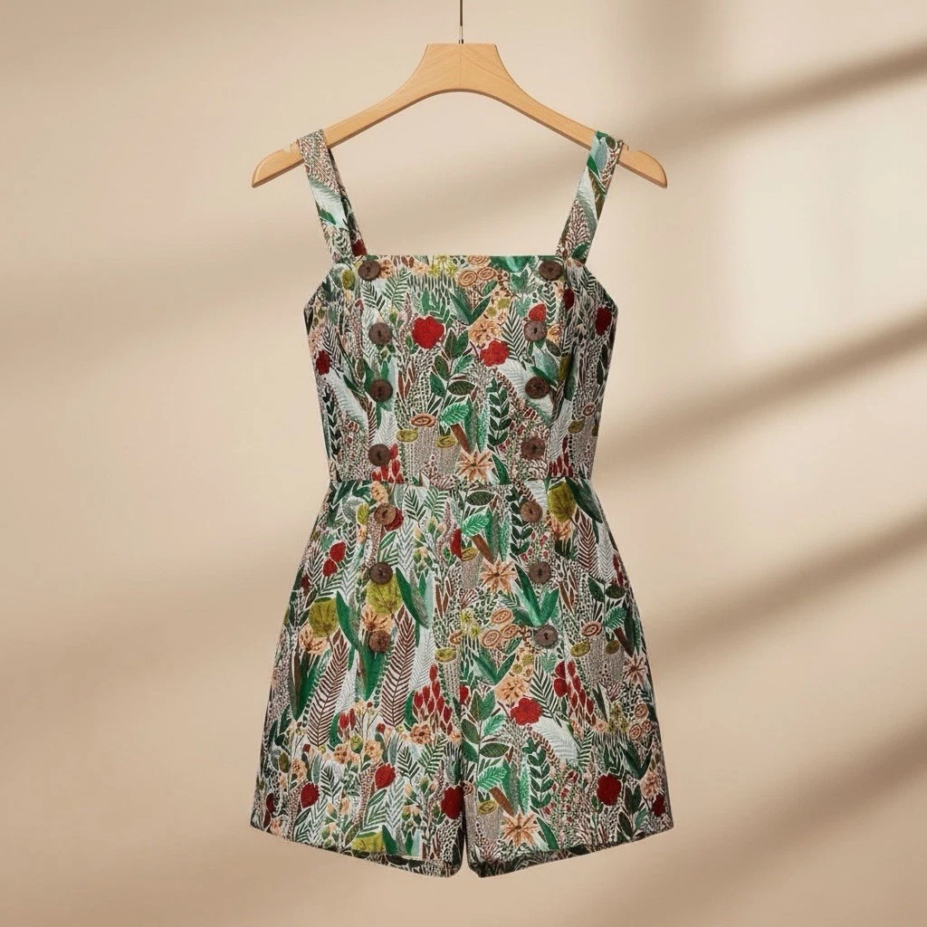 Hutch Embroidered Boho Floral Jacquard Marcy Romper Mini Dress Jumpsuit - Small