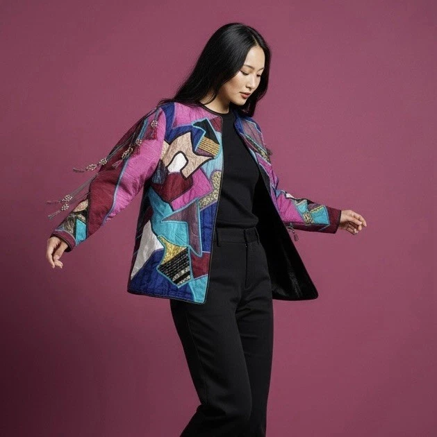Vintage La Coleccion Judith Roberts Art Kimono Jacket Sweater Coat - Size Small