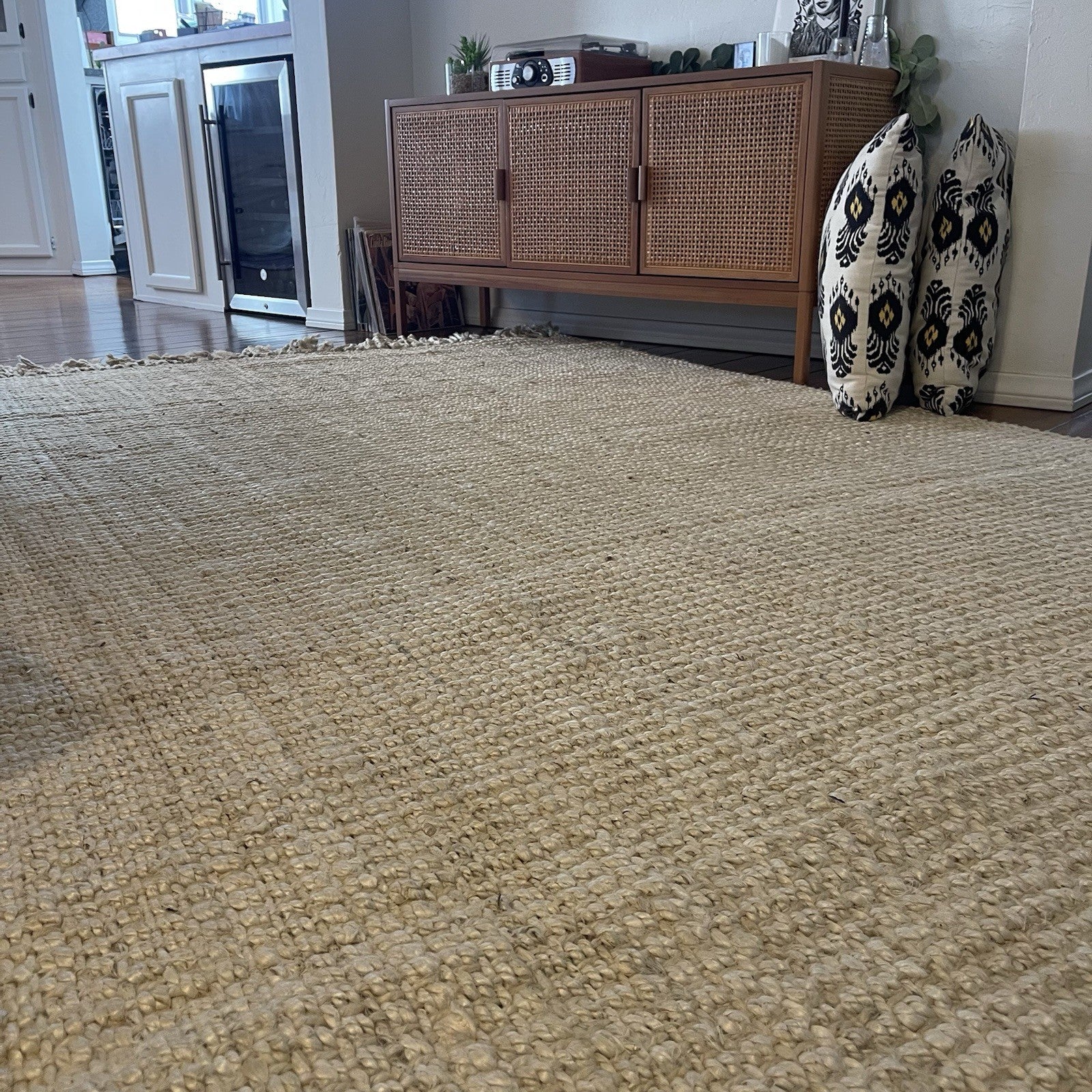 NEW West Elm White Beige Boho Jute Chunky Woven Moroccan Area Rug Carpet 5' x 8'