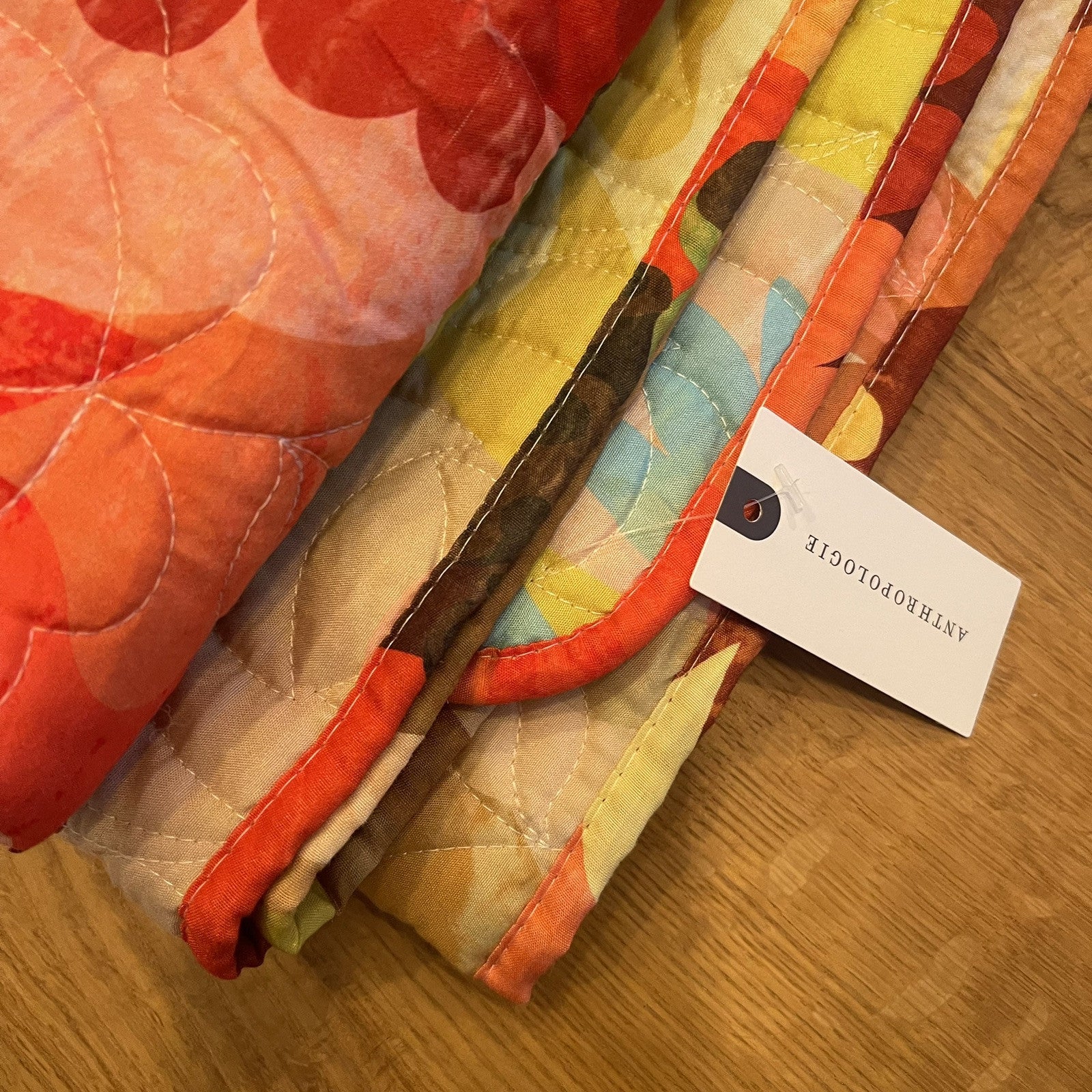 NEW Anthropologie Boho Red Floral Throw Blanket Bedspread Quilt - 50" x 60"