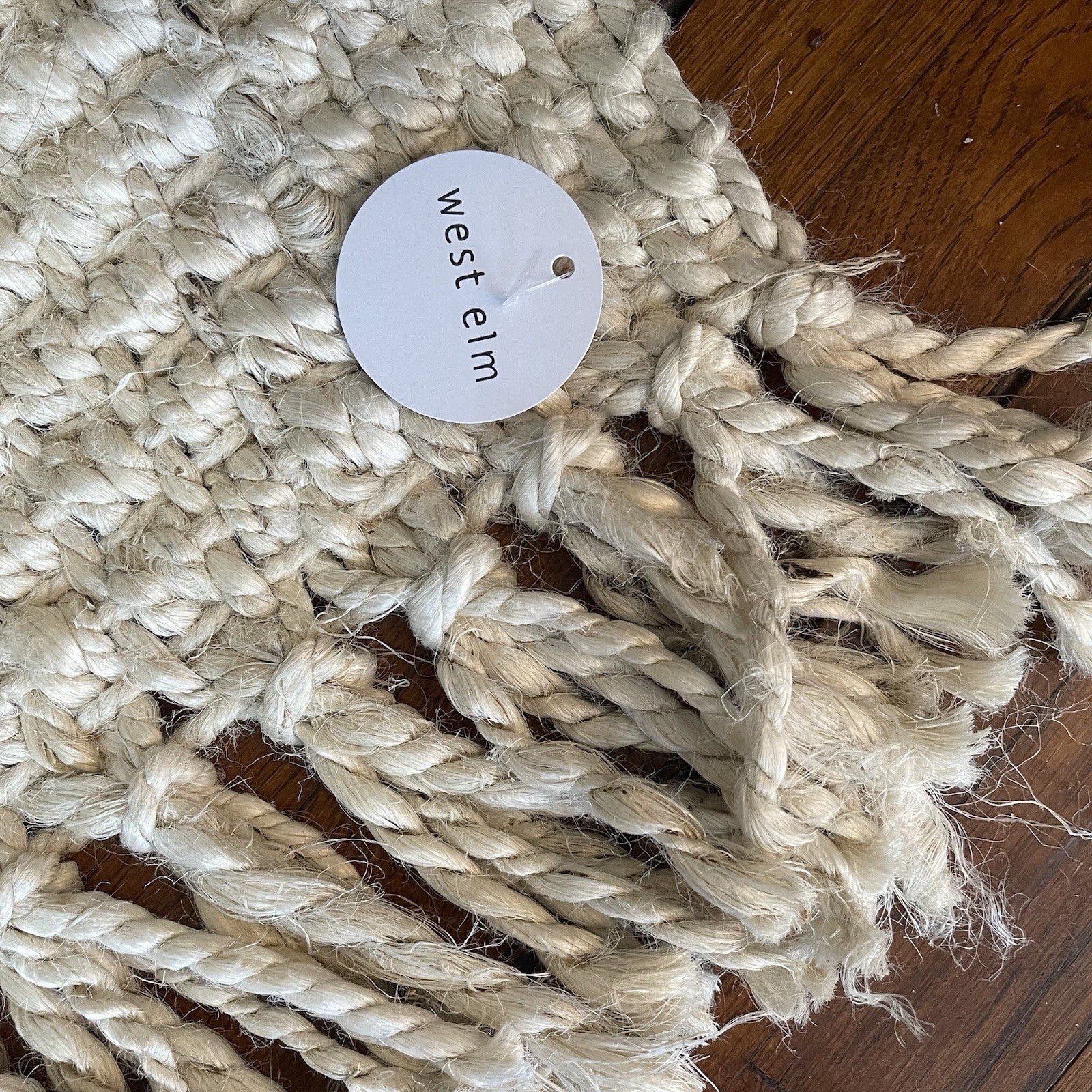 NEW West Elm White Beige Boho Jute Chunky Woven Moroccan Area Rug Carpet 5' x 8'