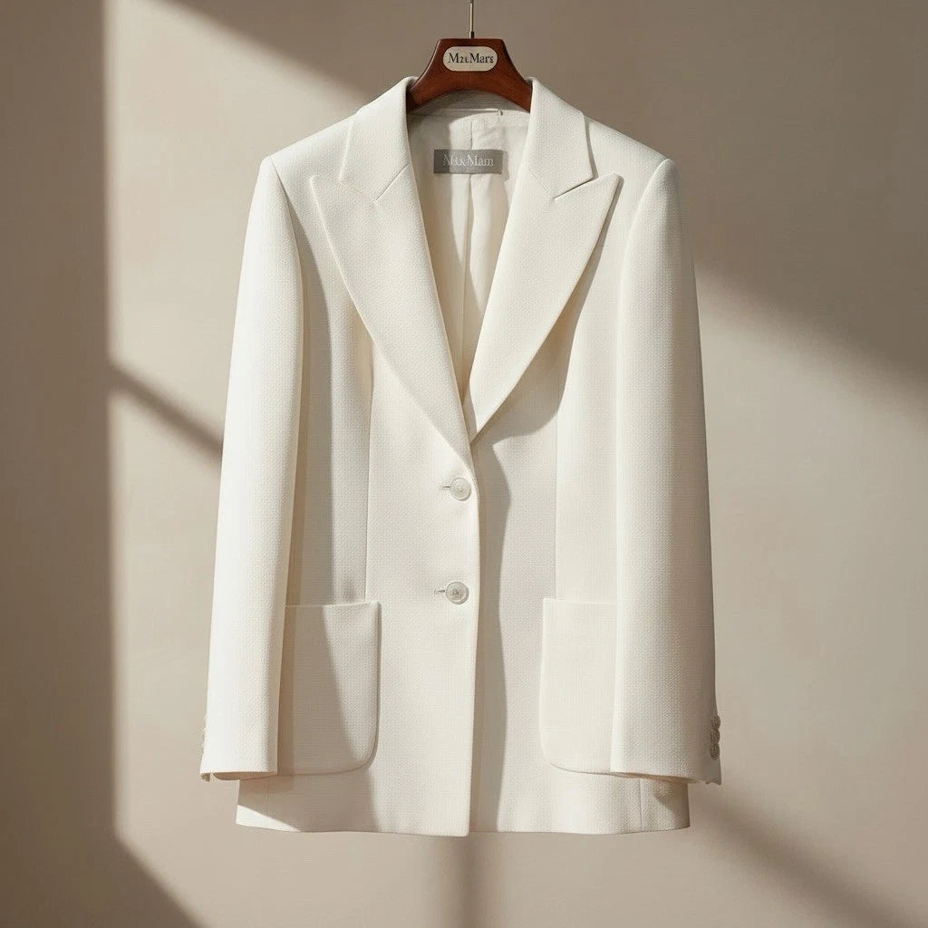 Vintage Max Mara Women's White Cream Blazer Suit Jacket Coat - Size Large / 12