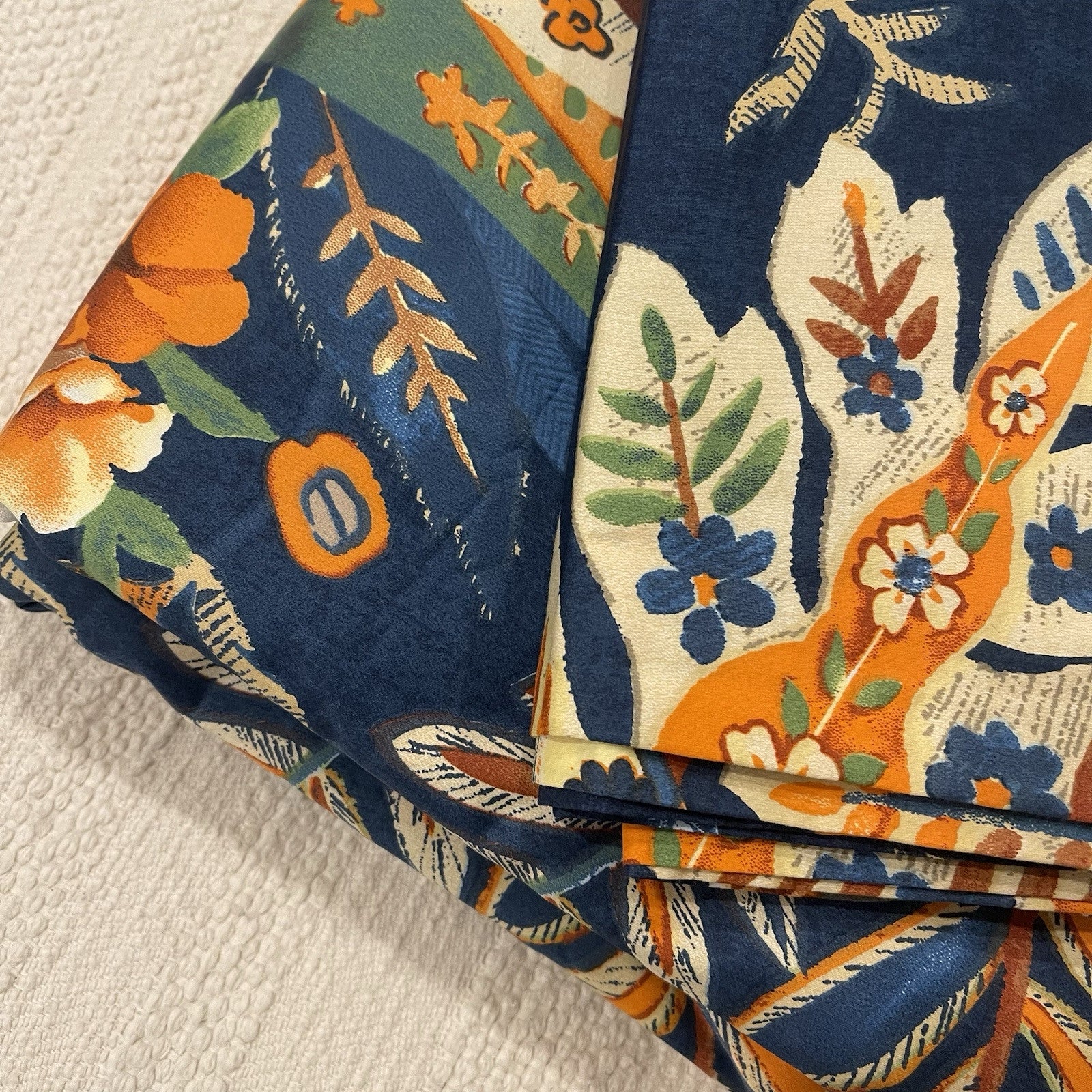 NEW Anthropologie Blue Floral Egyptian Cotton Boho King Bedding Duvet Sham Set