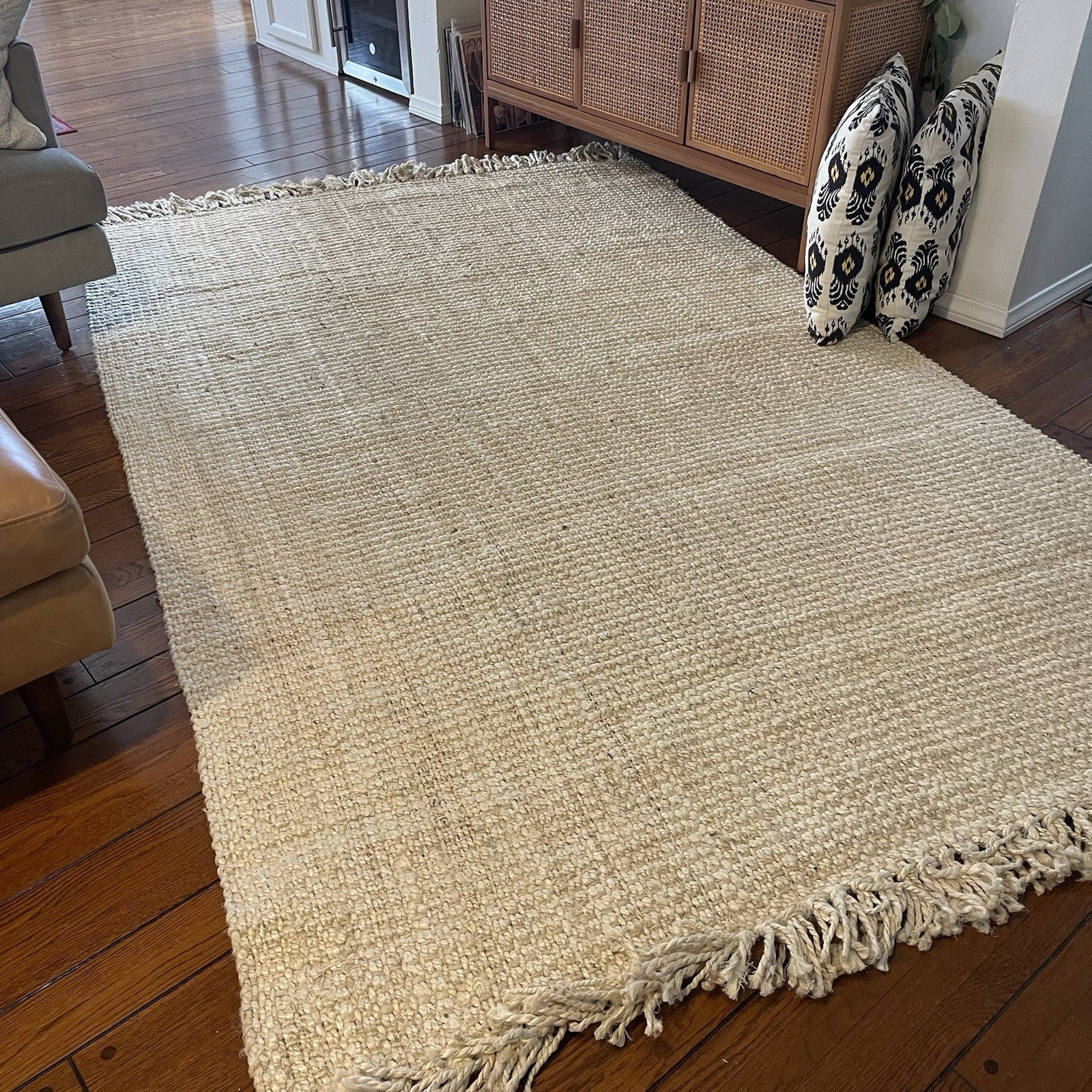 NEW West Elm White Beige Boho Jute Chunky Woven Moroccan Area Rug Carpet 5' x 8'