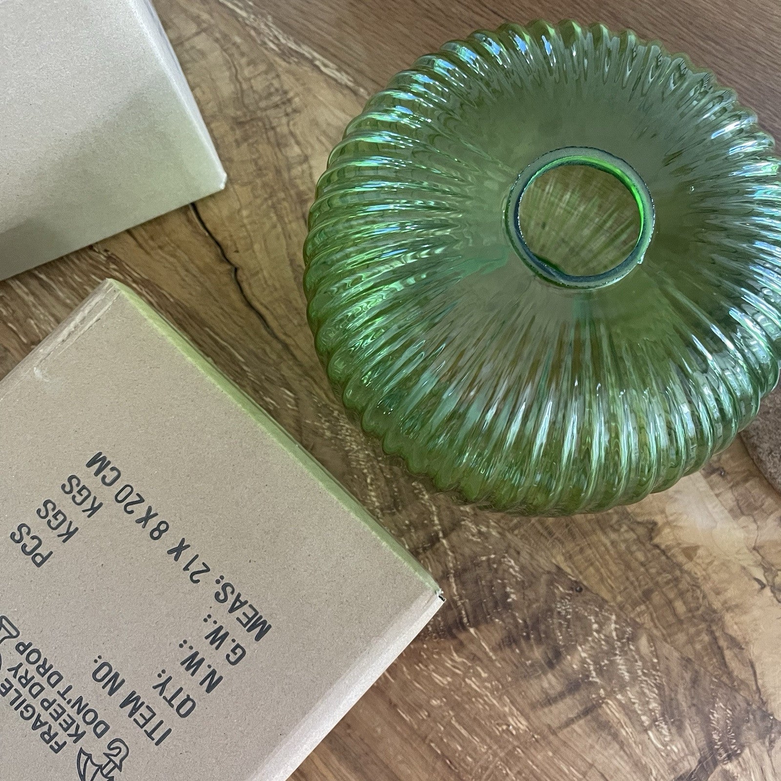 NEW West Elm Vintage Retro Green Glass Globe Hanging Gold Pendant Light Fixture