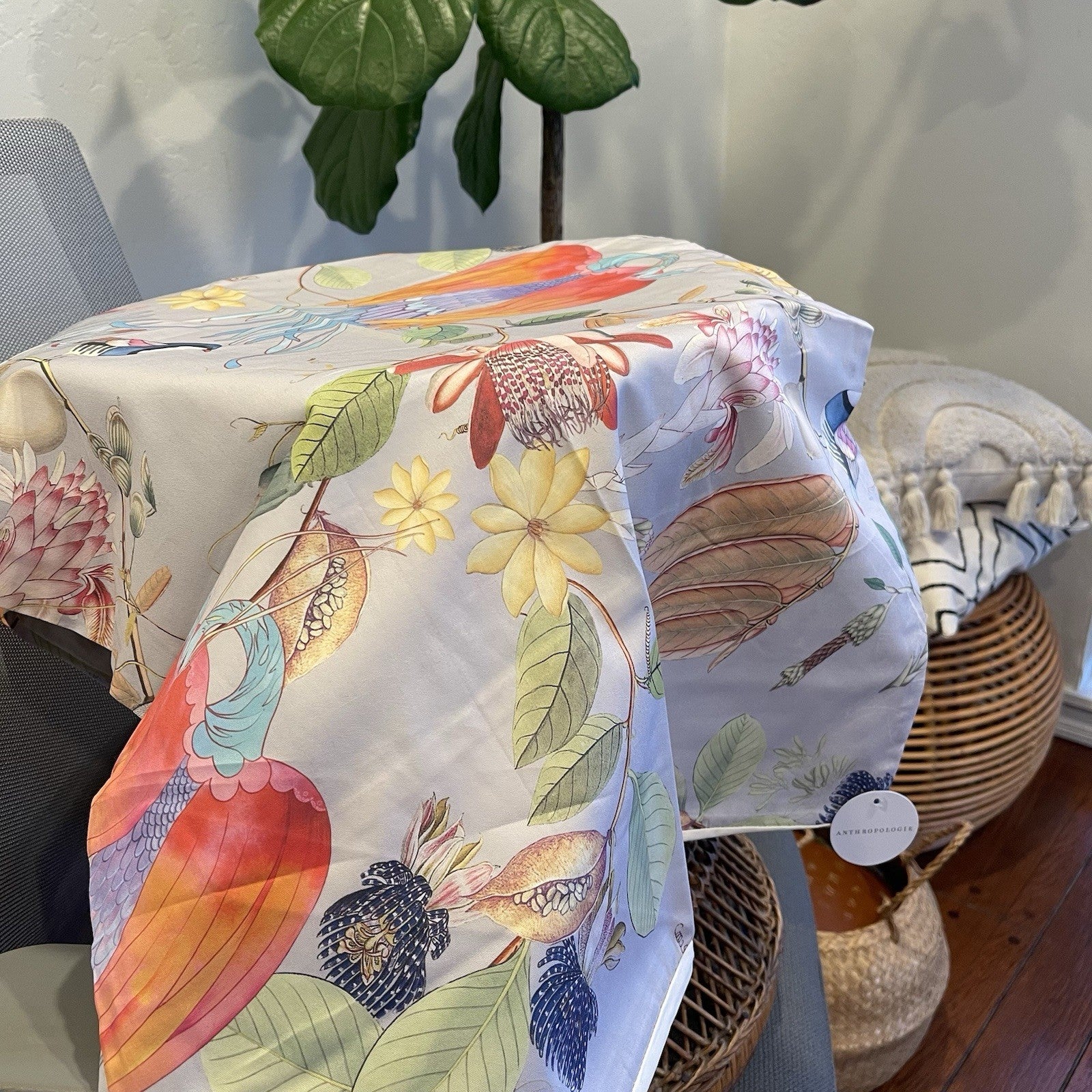 NEW Anthropologie Boho Queen Floral Bird Print Bedding Duvet & Floral Sham Set