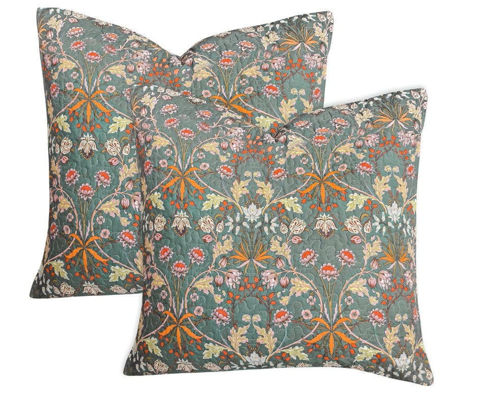 NEW Anthropologie Teal Orange Boho Bedding Duvet & Sham Set with Two Matching Euro Shams