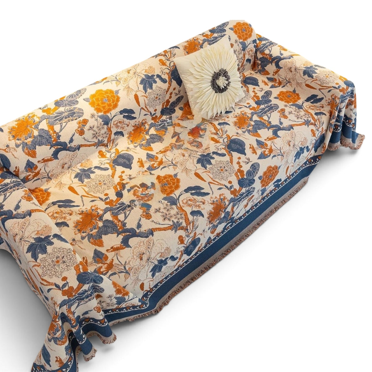 NEW XL Anthropologie Boho Floral Couch Cover Throw Blanket Quilt - 70" x 120"