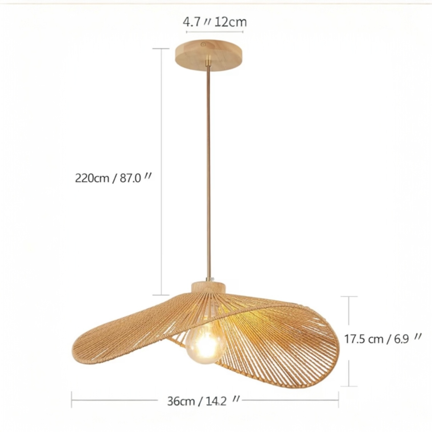 NEW West Elm Modern Boho Rattan Hanging Pendant Light Fixture Lamps Sconces 14"