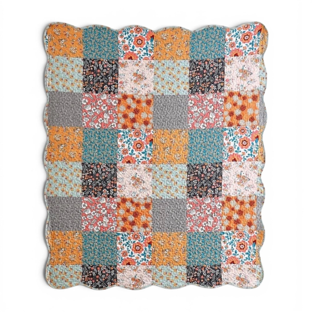 NEW Anthropologie Boho Cotton Colorful Floral Throw Blanket Bedspread Quilt - 50" x 60"
