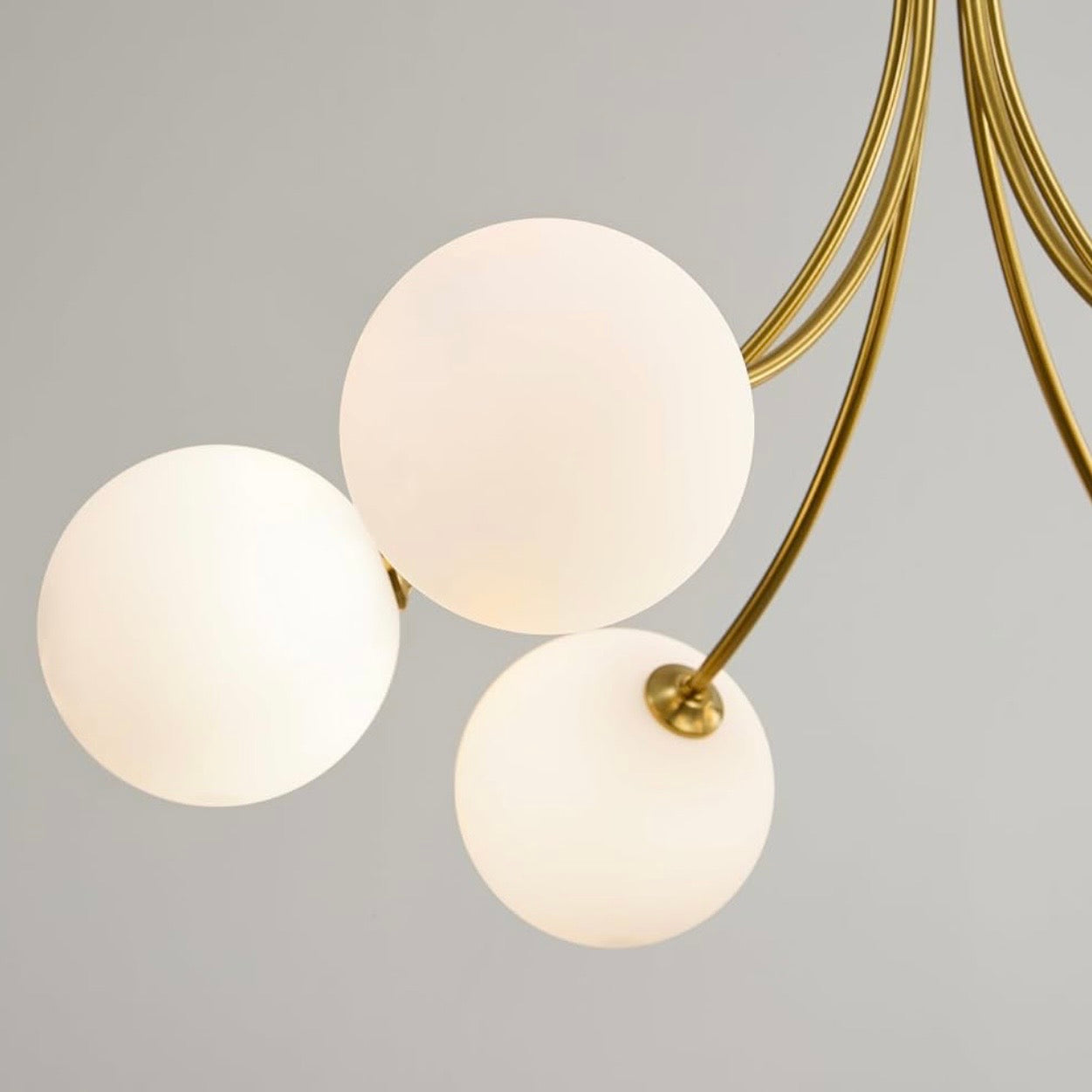 NEW West Elm XL 6-Light Gold & White Globe Boho Chandelier Hanging Light Fixture