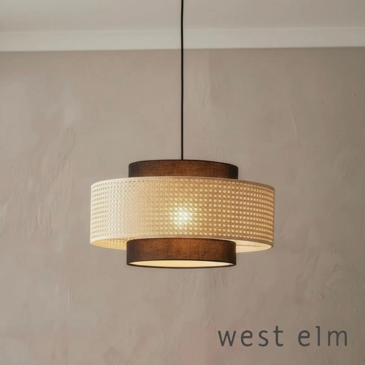 NEW West Elm Boho Rattan Wicker Woven Chandelier Hanging Pendant Light Fixture