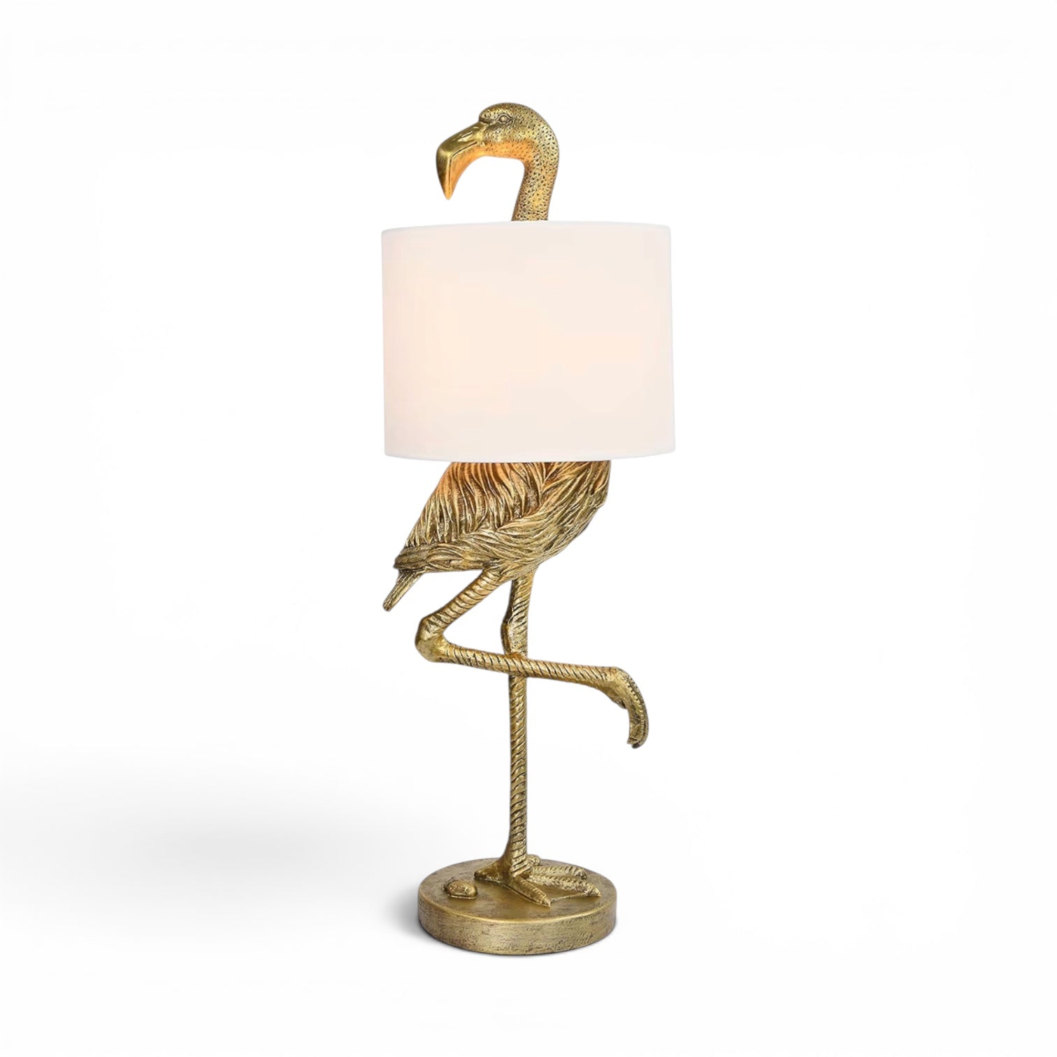 NEW Anthropologie Large Gold Boho Flamingo Table Lamp Lighting Art Deco Set 32"