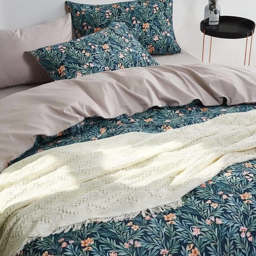 NEW Anthropologie Blue Paisley Boho King Bedding Duvet & Floral Sham Case Set