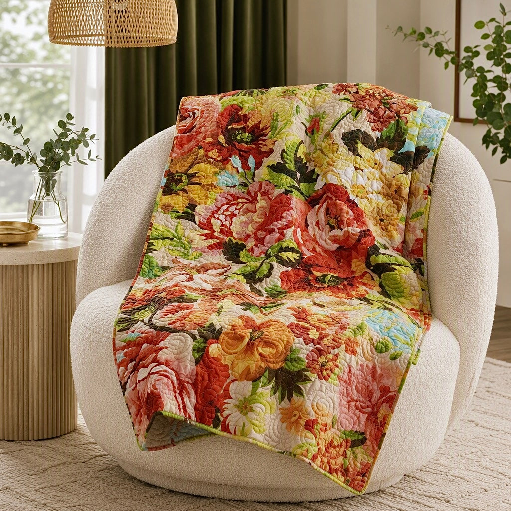 NEW Anthropologie Boho Red Cotton Floral Throw Blanket Bedspread Quilt 50" x 60"