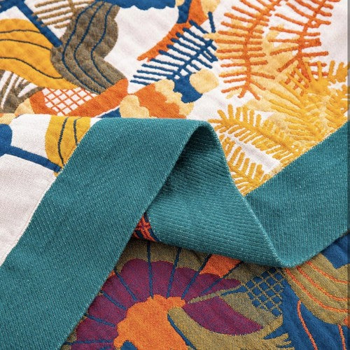 NEW Anthropologie XL Boho Bird Teal Queen / King Size Blanket Bedspread Quilt