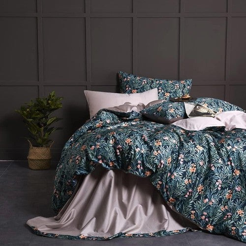 NEW Anthropologie Blue Paisley Boho King Bedding Duvet & Floral Sham Case Set