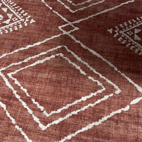 NEW West Elm Red Orange Boho Aztec Geometric Moroccan Area Rug Carpet - 4' x 6'