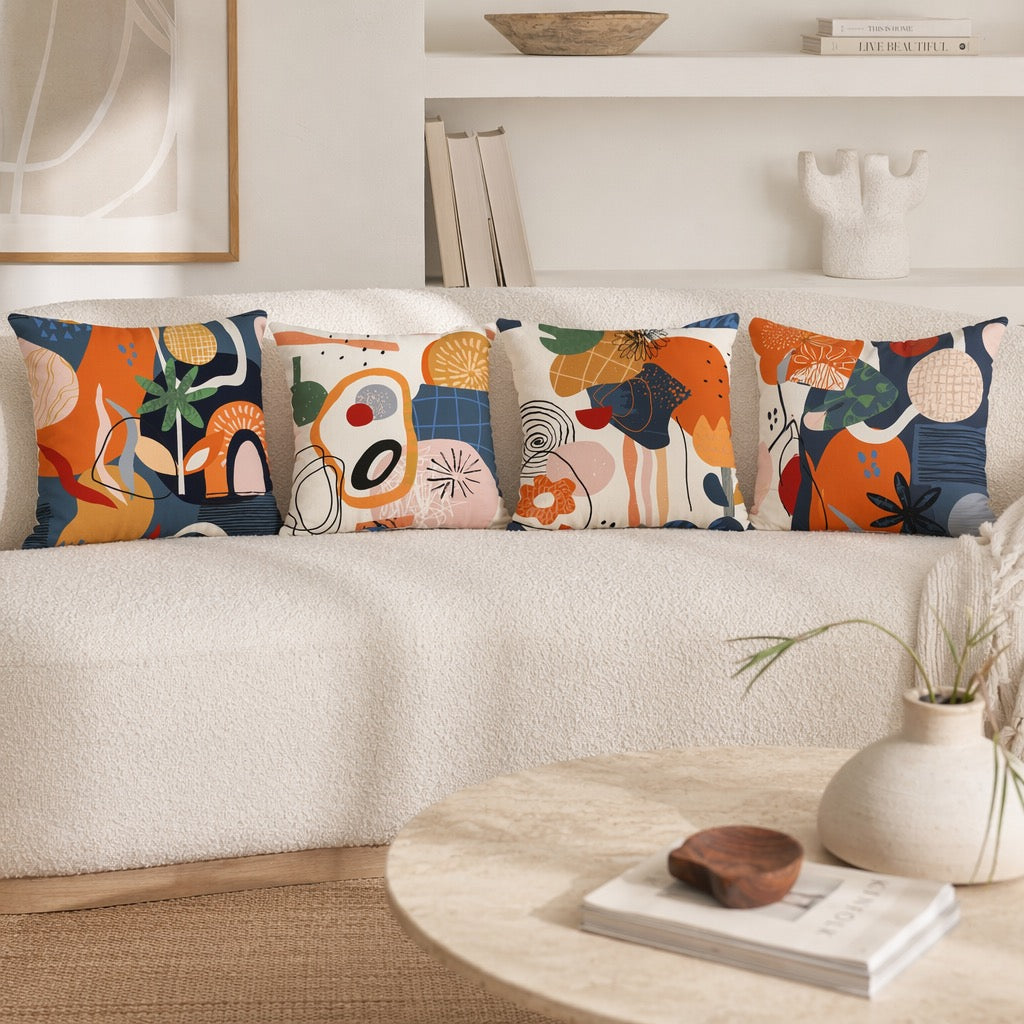 New Anthropologie (Set / 4) Boho Abstract Throw Pillow Cover Case Sham Set 18"