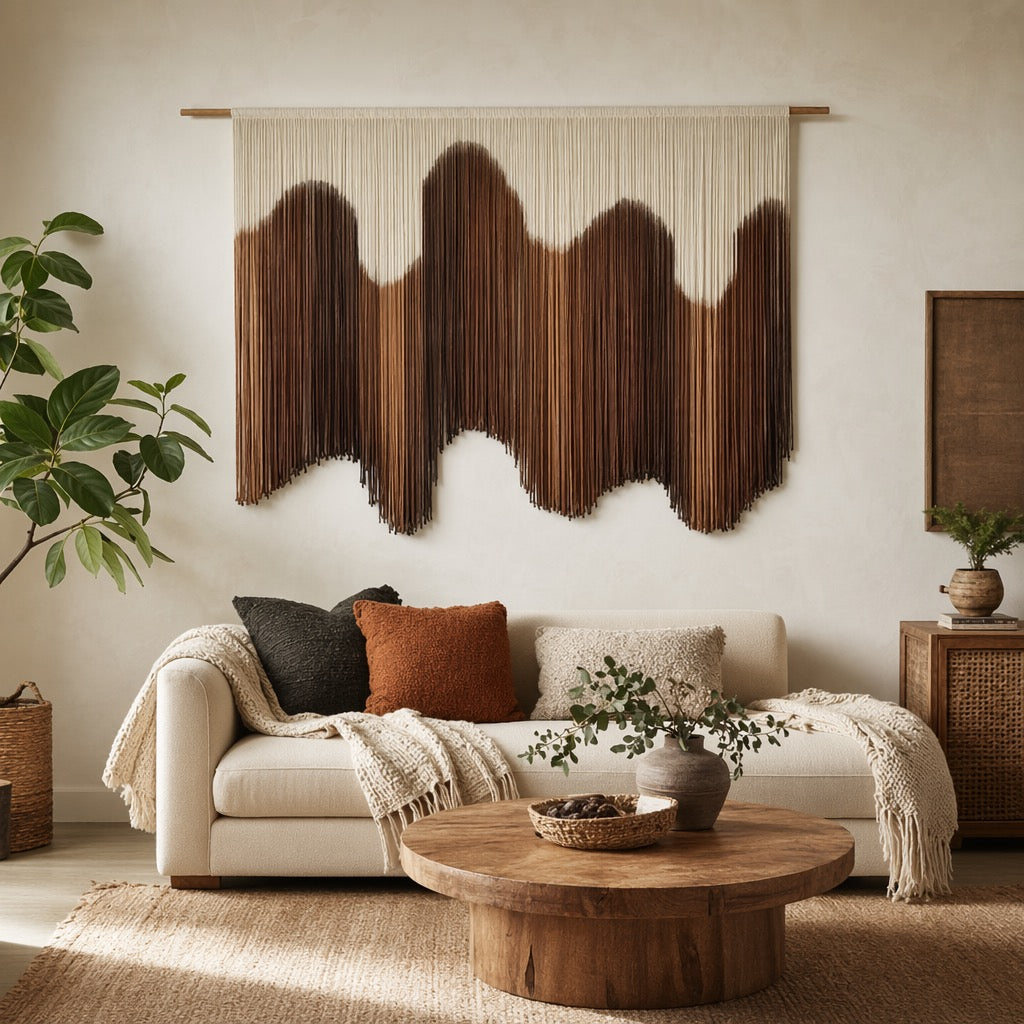 Anthropologie Large XL Boho Tapestry Macrame Woven Dyed Yarn Wall Hanging - 58"