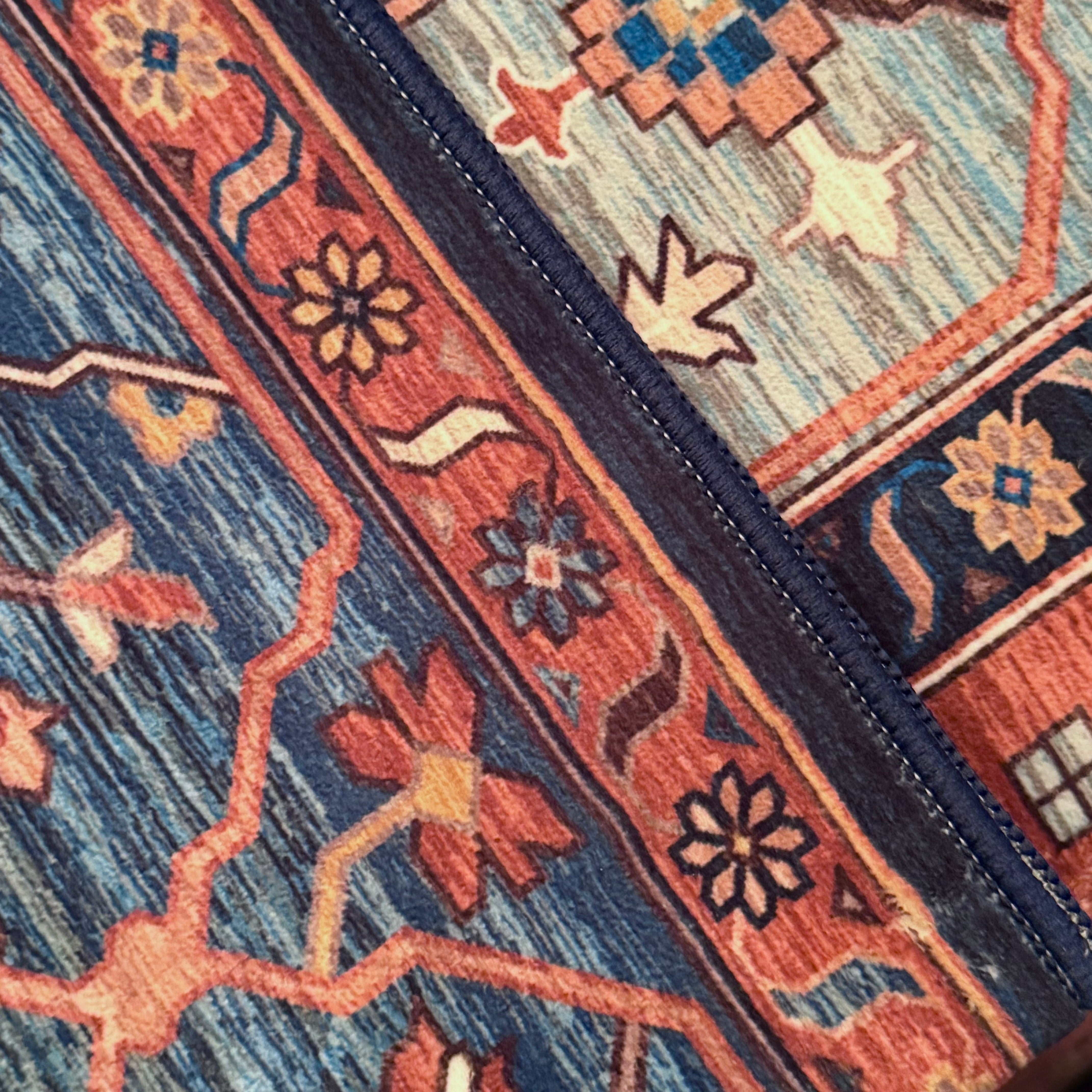 NEW Anthro Red Moroccan Aztec Boho Washable Multicolor Area Rug Carpet - 5' x 7'