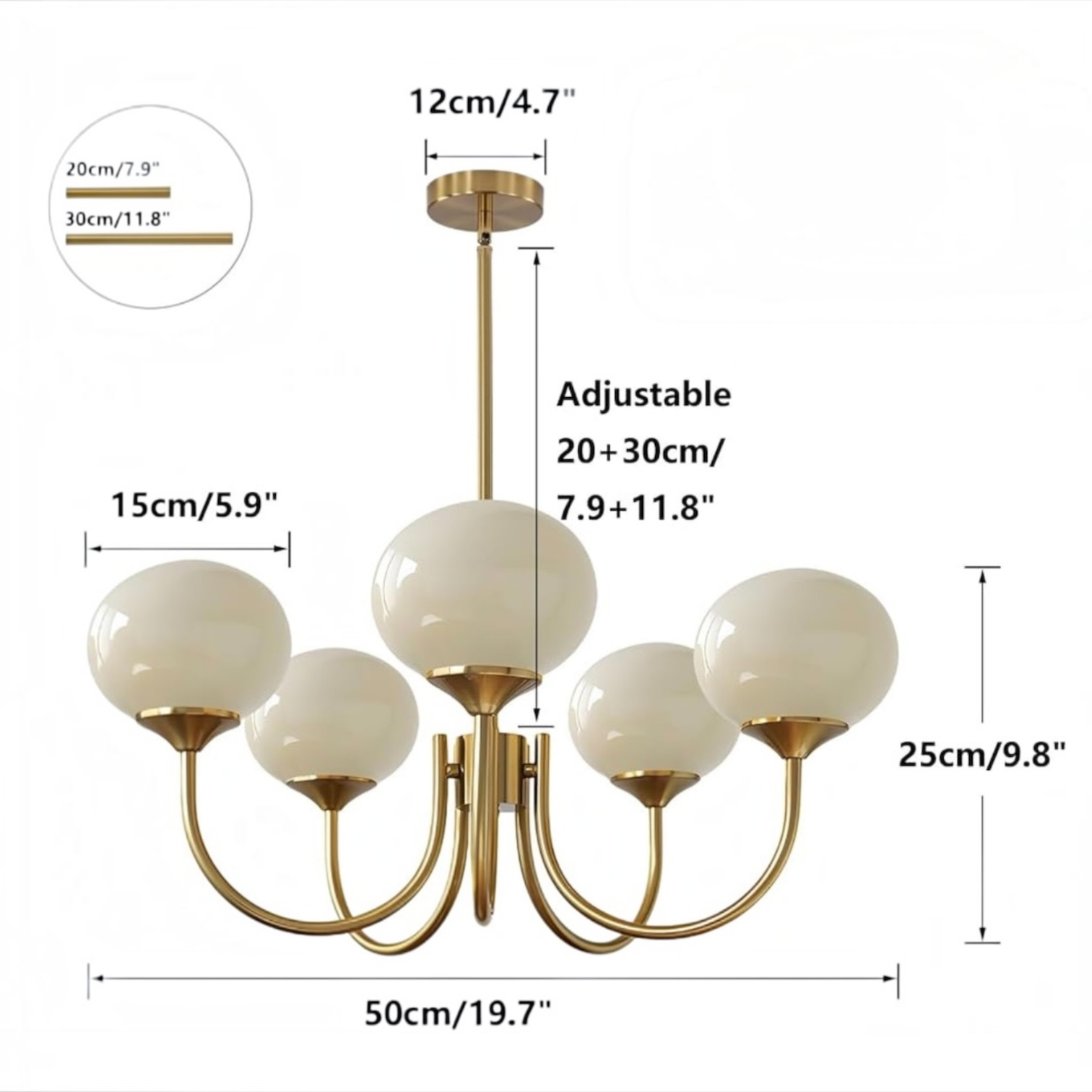 NEW Anthropologie 5-Light Gold White Chandelier Retro Boho Light Ceiling Fixture