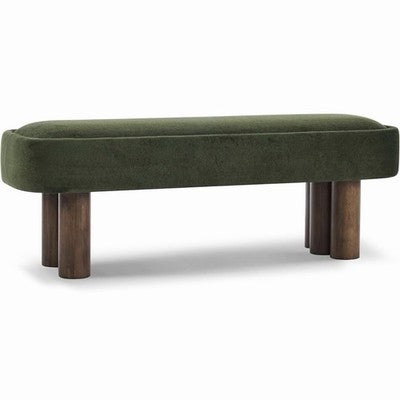 NEW West Elm Green Upholstered Fabric Storage Ottoman Mid-century Modern Bench