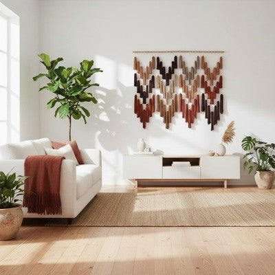 NEW Anthropologie XL  Multicolor Boho Tassel Tapestry Macrame Wall Hanging 47x40