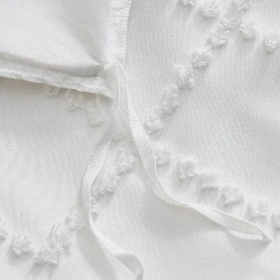 NEW Anthropologie White Queen / King Embroidered Tassel Bedspread Duvet Sham Set